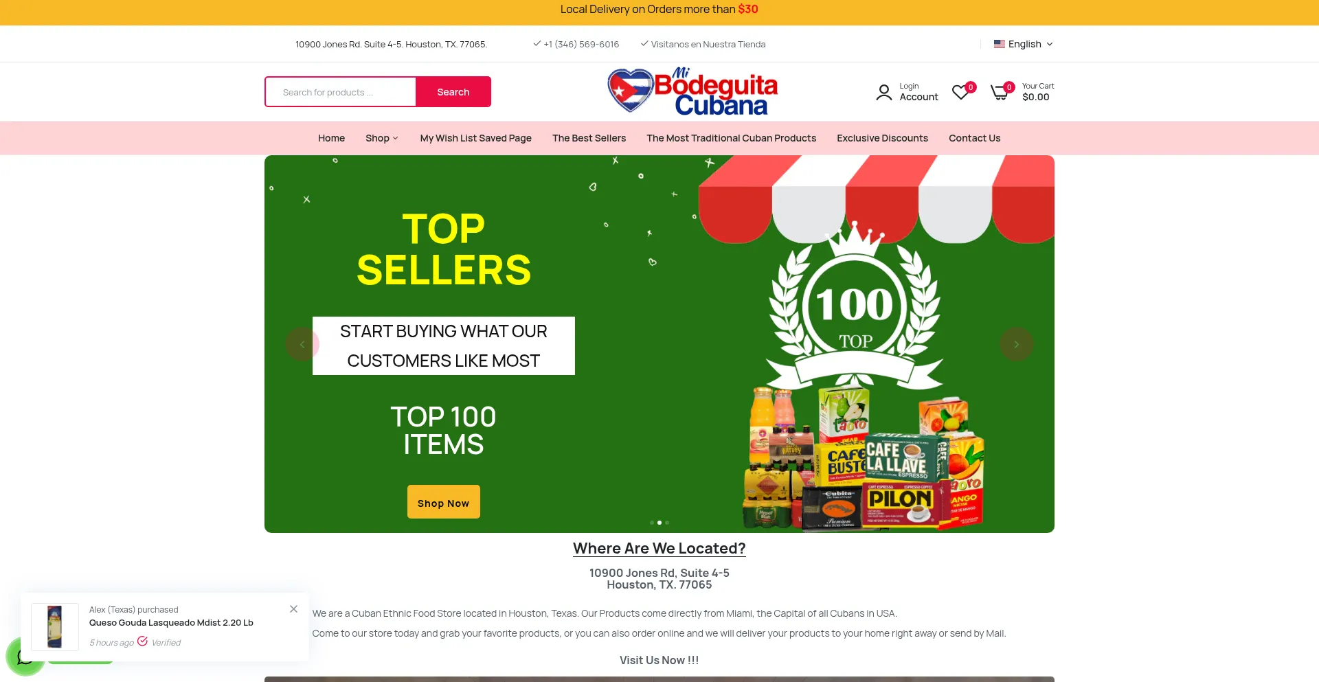 Website screenshot of Mibodeguitacubana.com