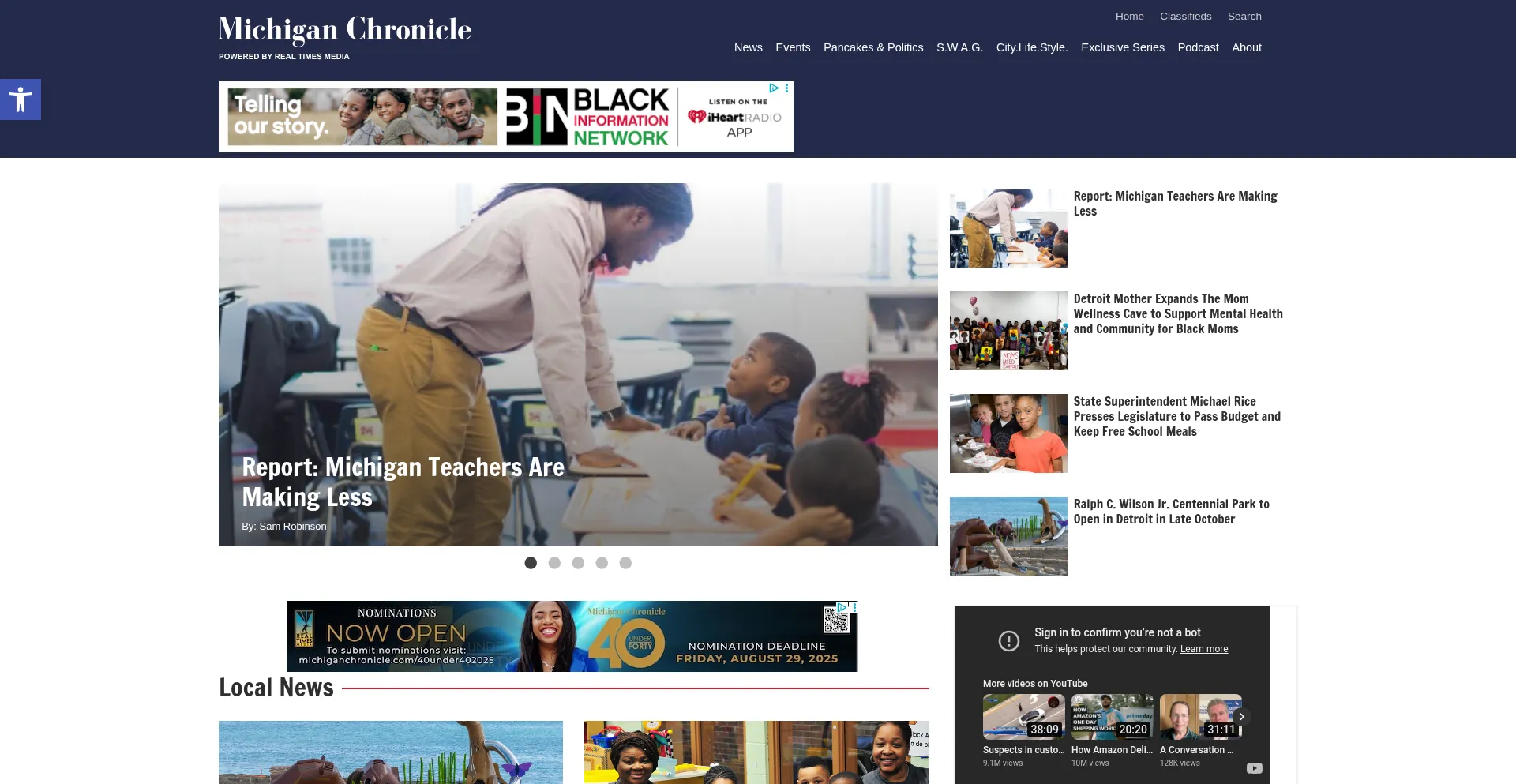 Website screenshot of Michiganchronicle.com