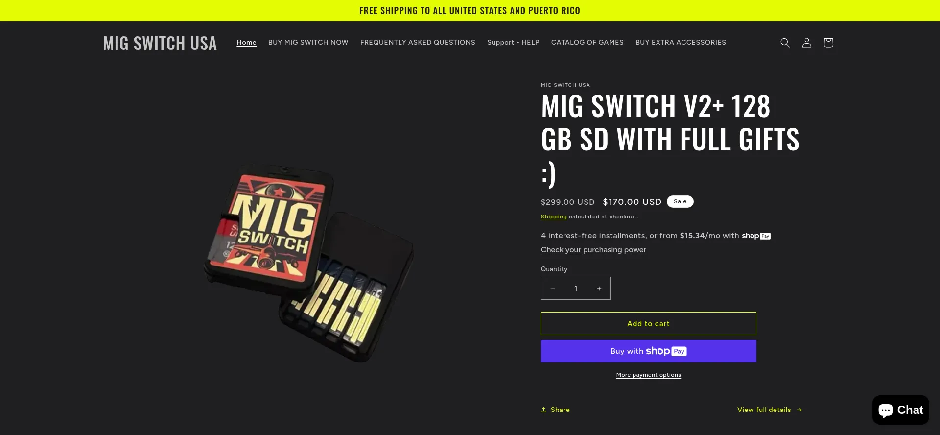 Website screenshot of Migswitchusa.com