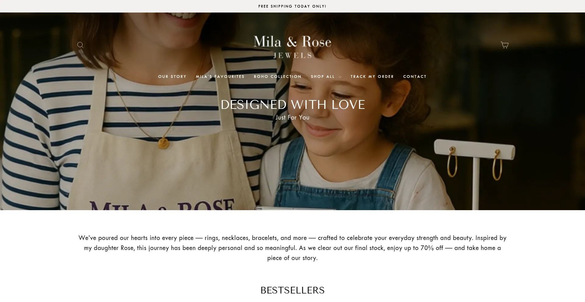 Website screenshot of Milarosejewels.com