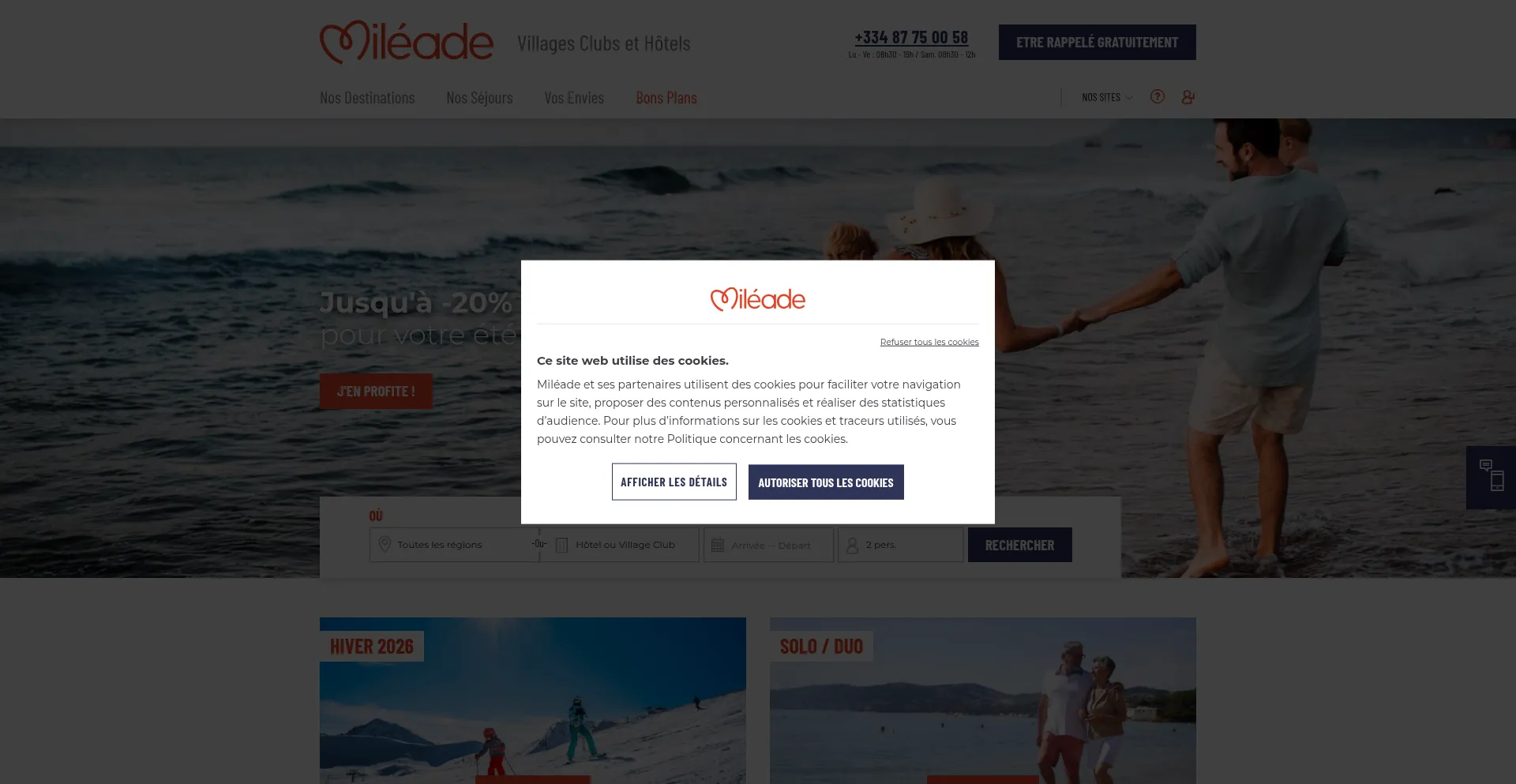 Website screenshot of Mileade.com
