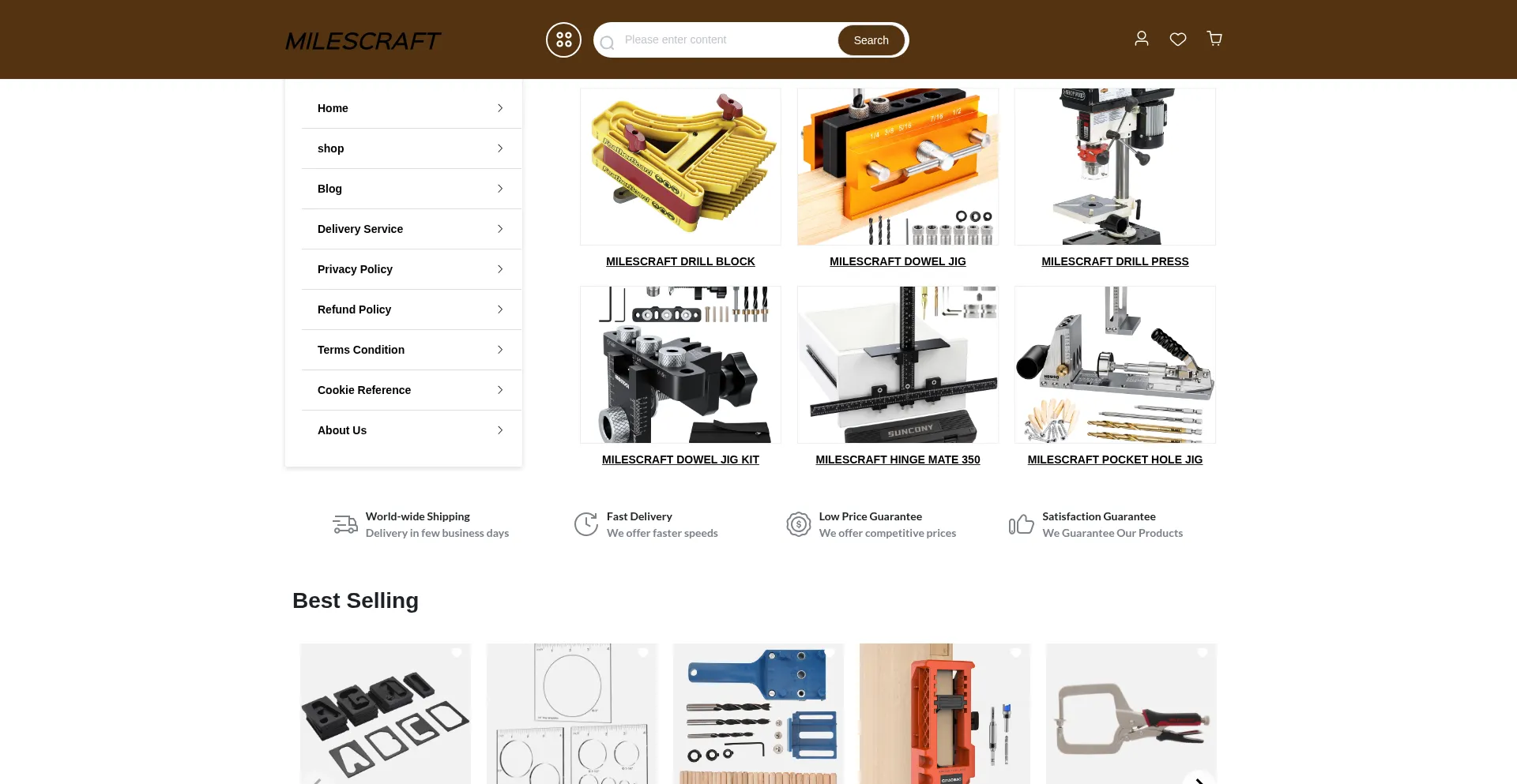 Website screenshot of Milescrafttoolshub.shop