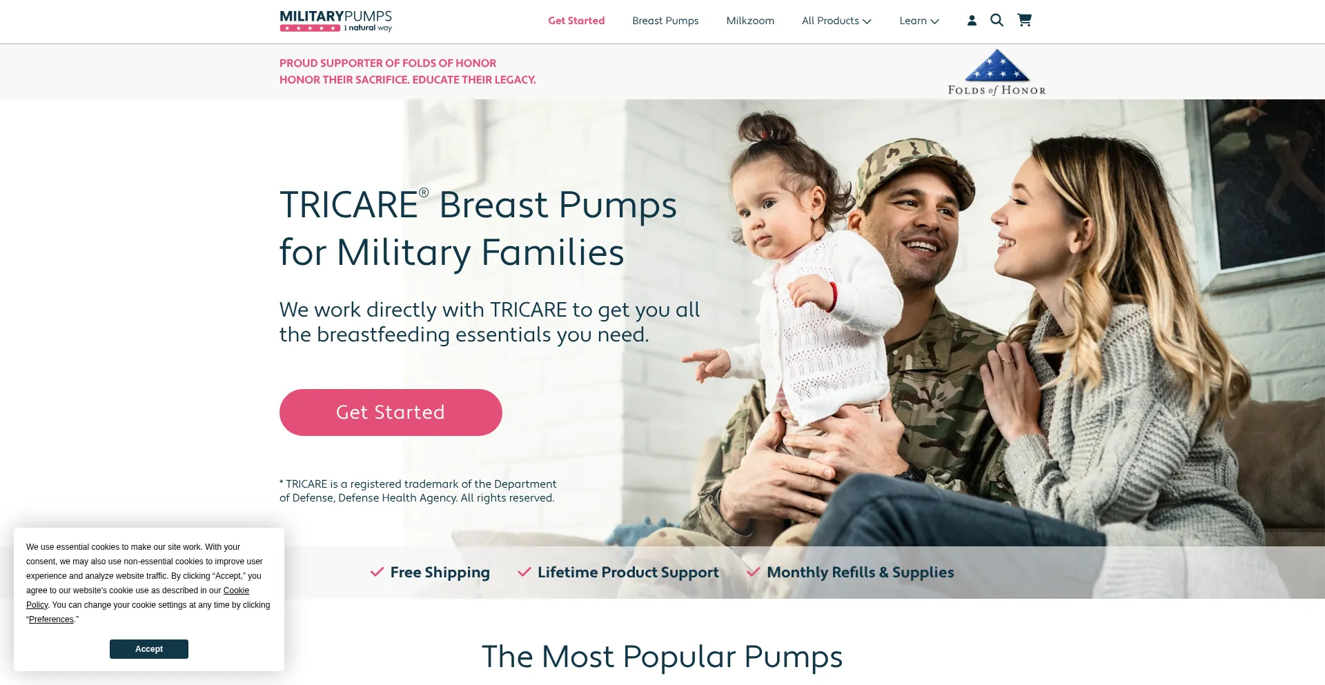 Website screenshot of Militarypumps.com
