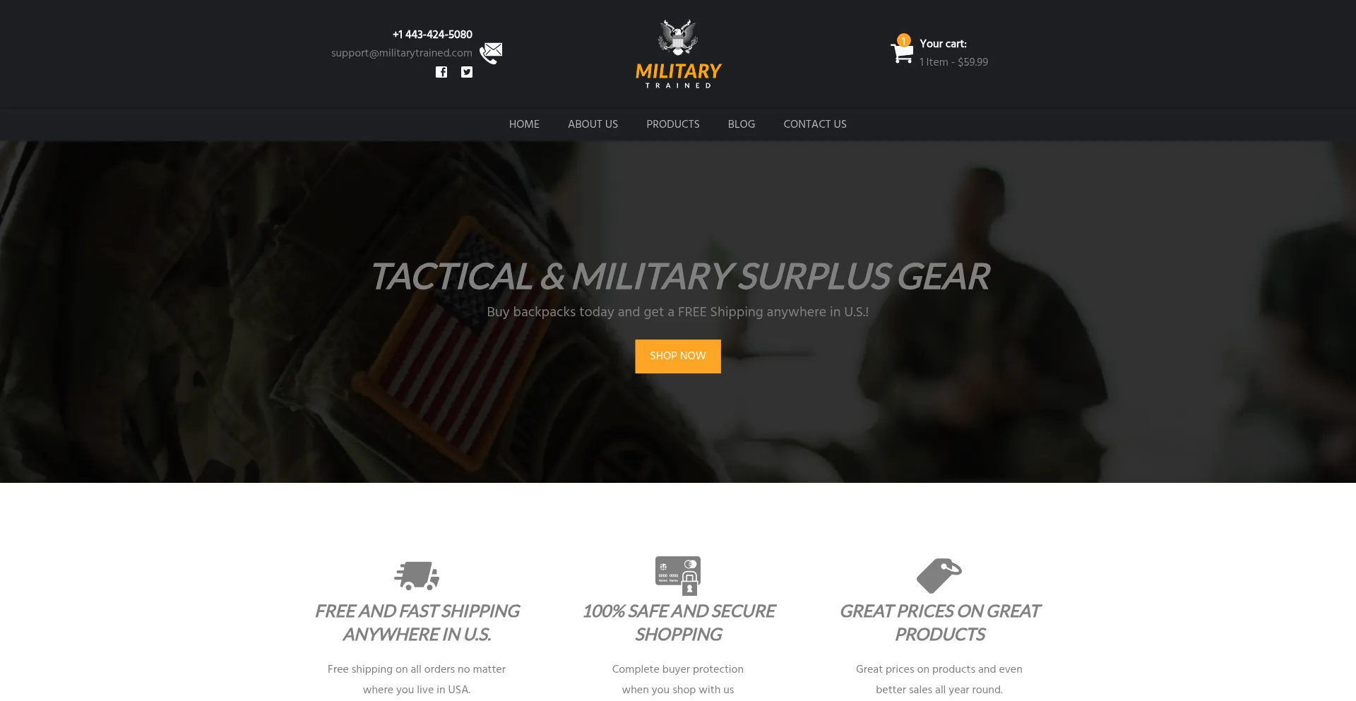 Website screenshot of Militarytrained.com
