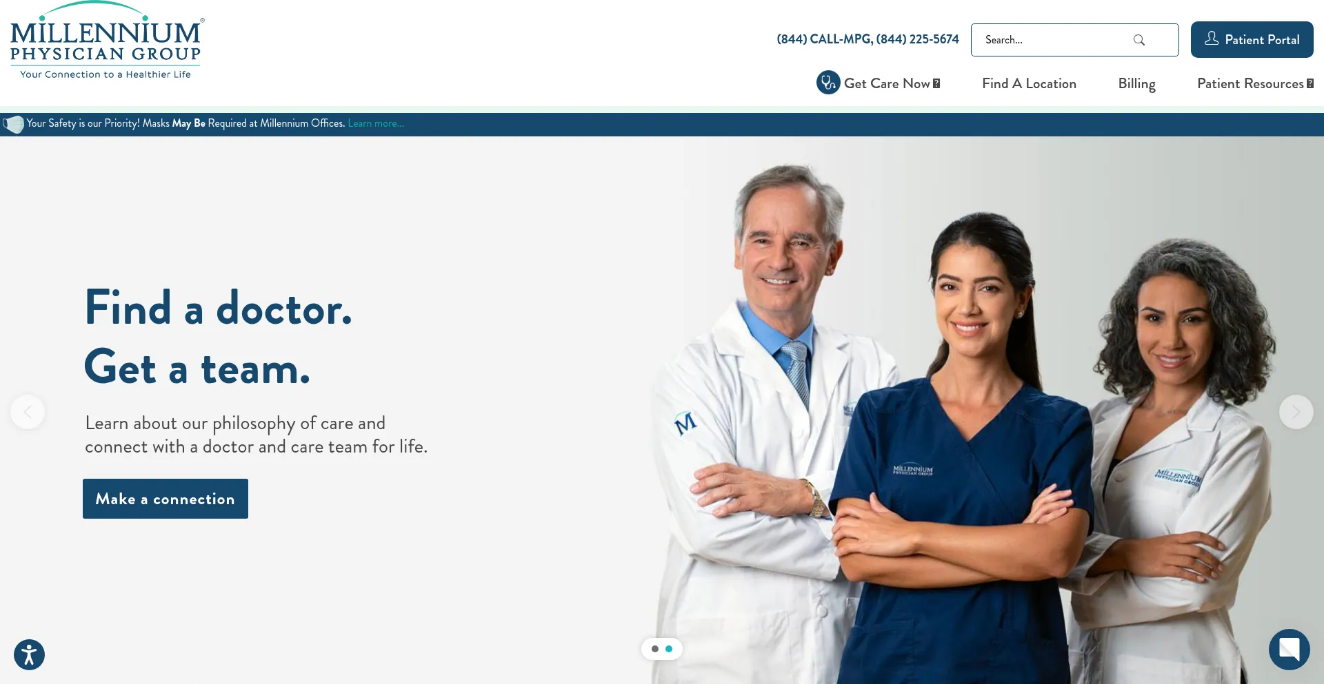 Website screenshot of Millenniumphysician.com