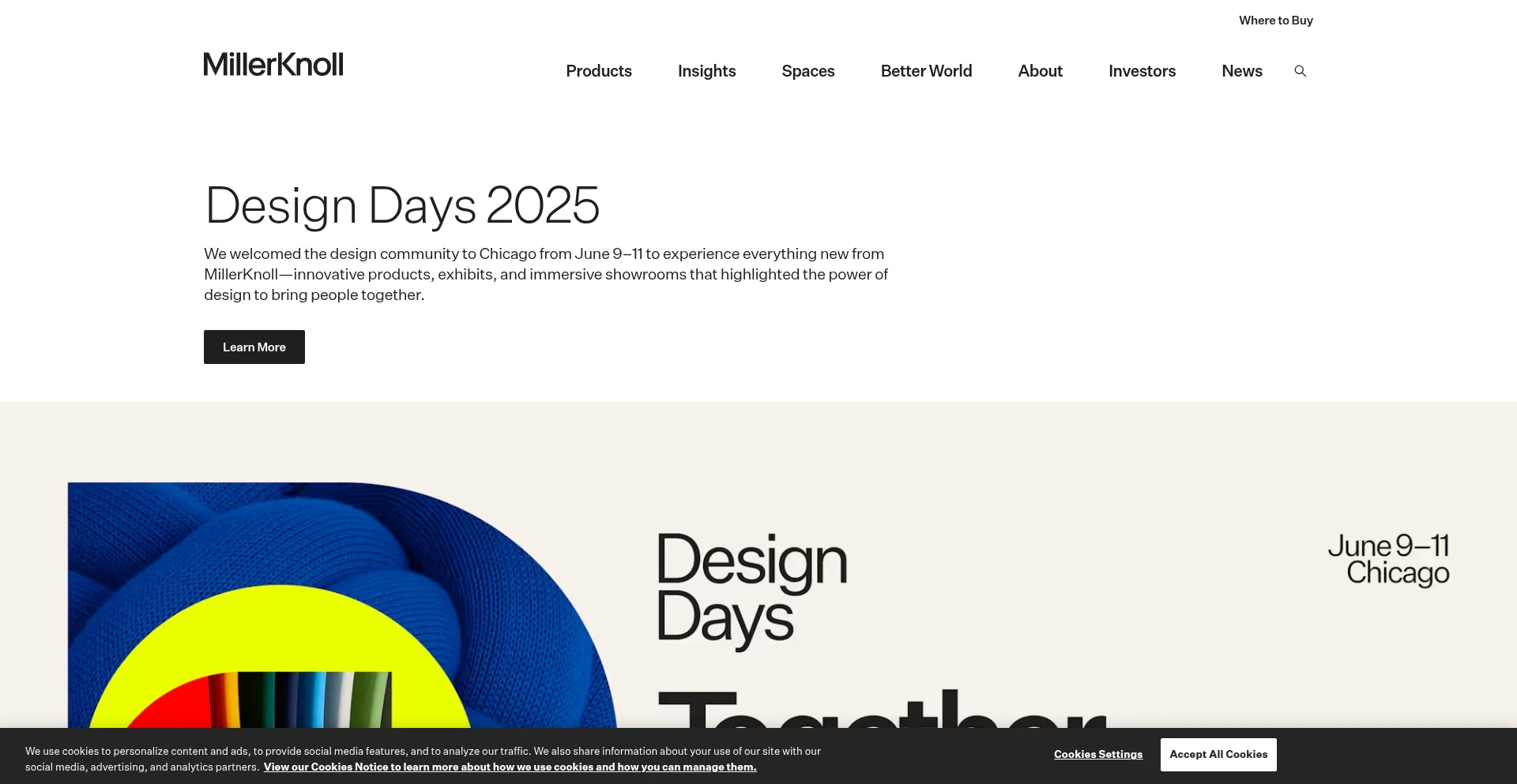 Website screenshot of Millerknoll.com
