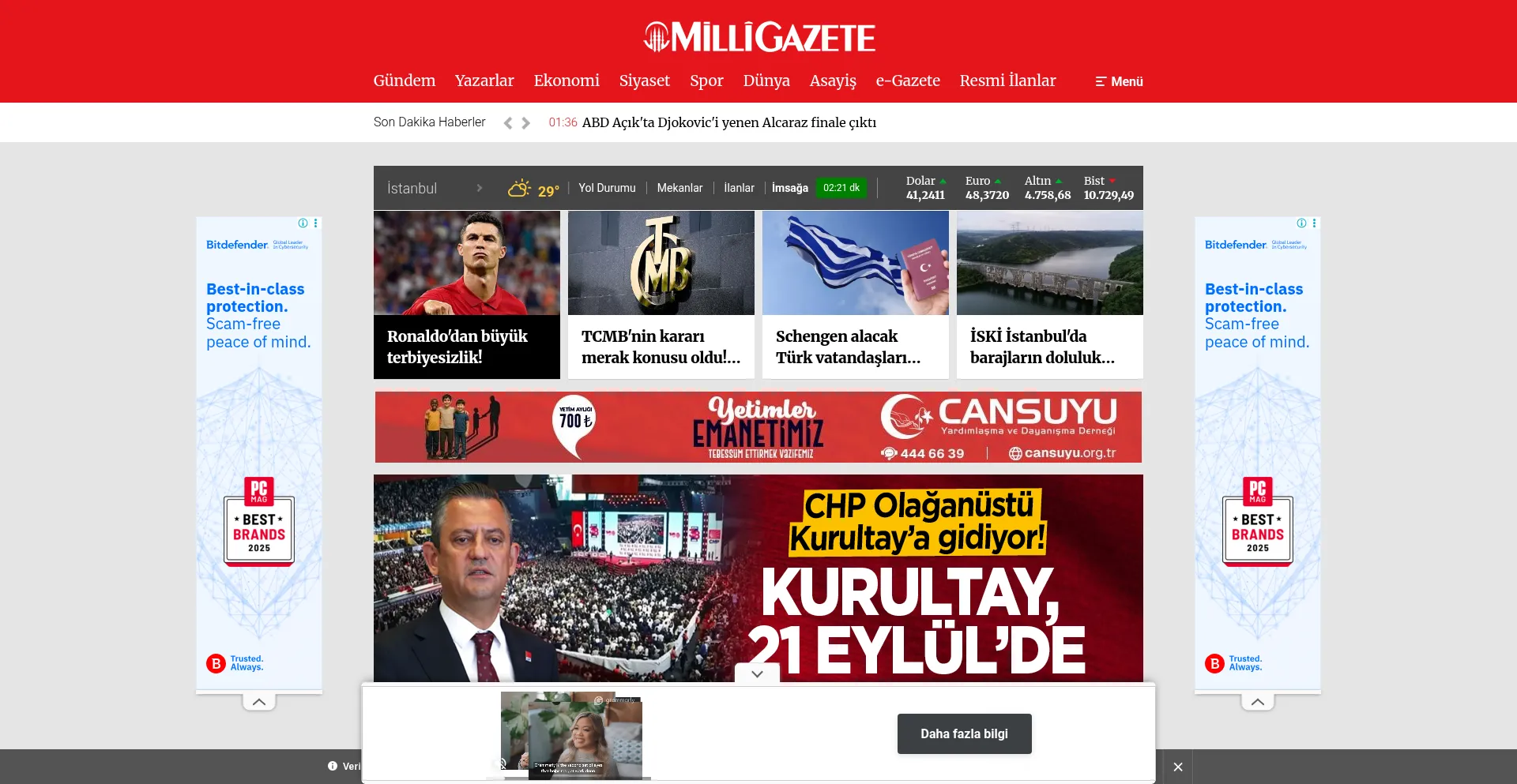 Website screenshot of Milligazete.com.tr