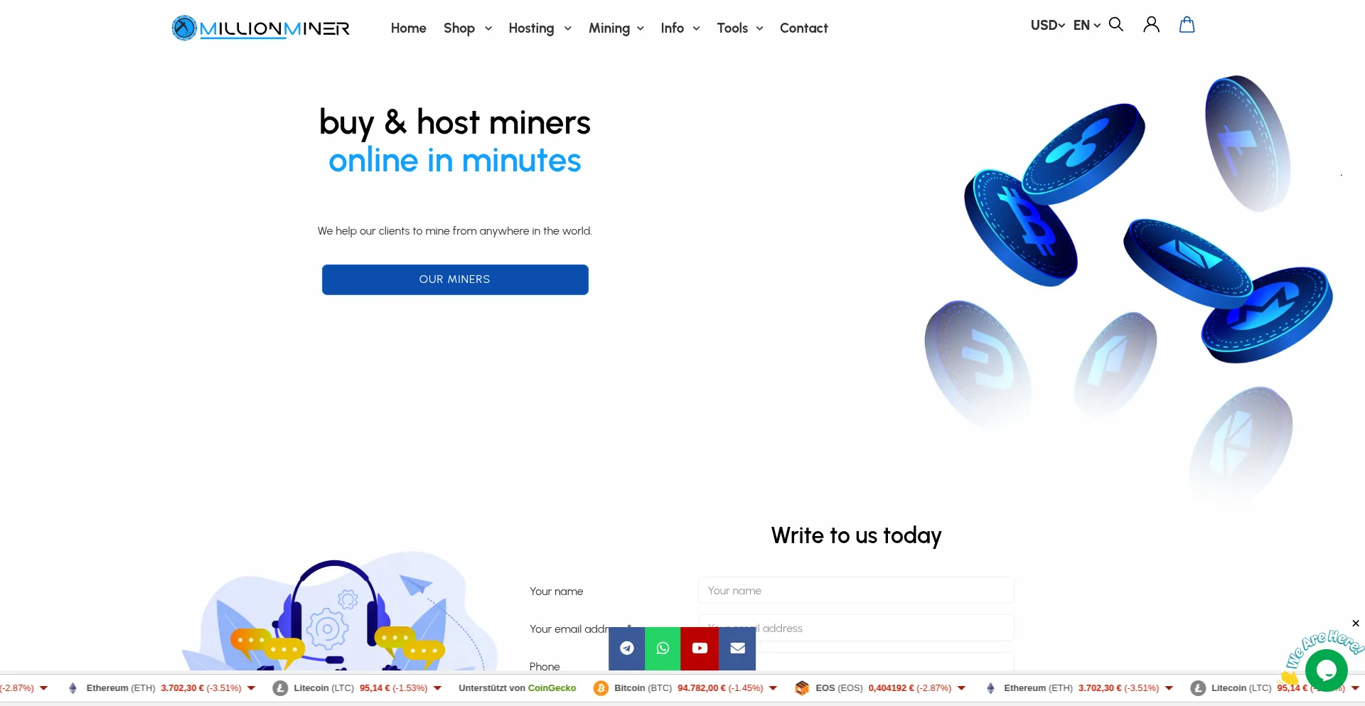Website screenshot of Millionminer.com