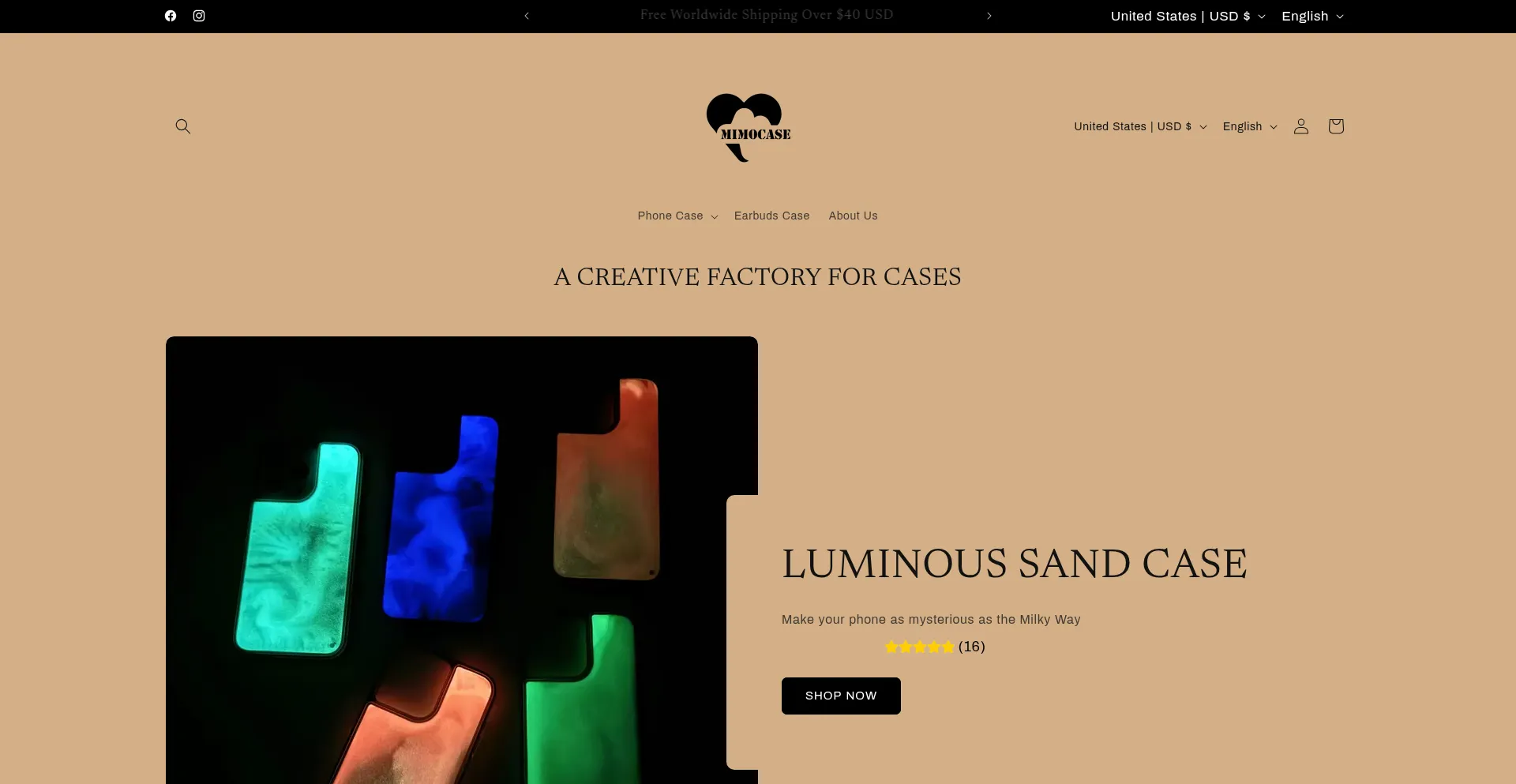 Website screenshot of Mimocase.com