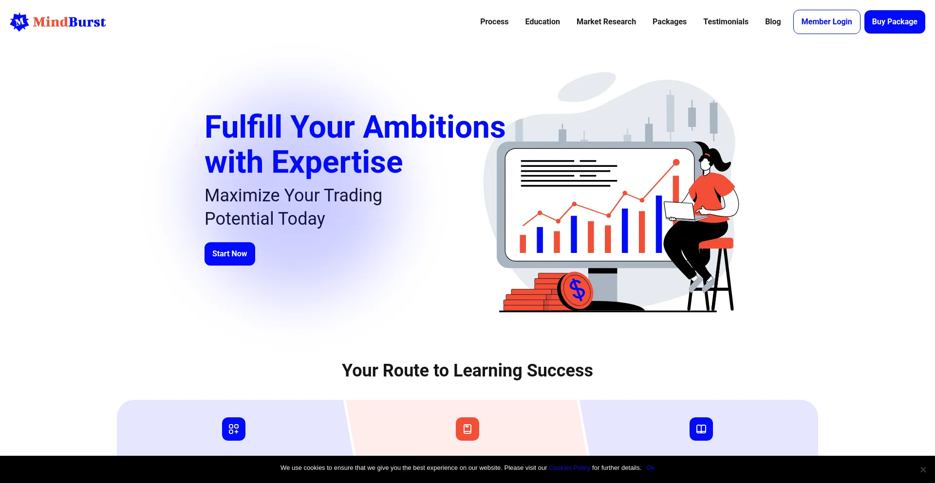 Website screenshot of Mindburst.io