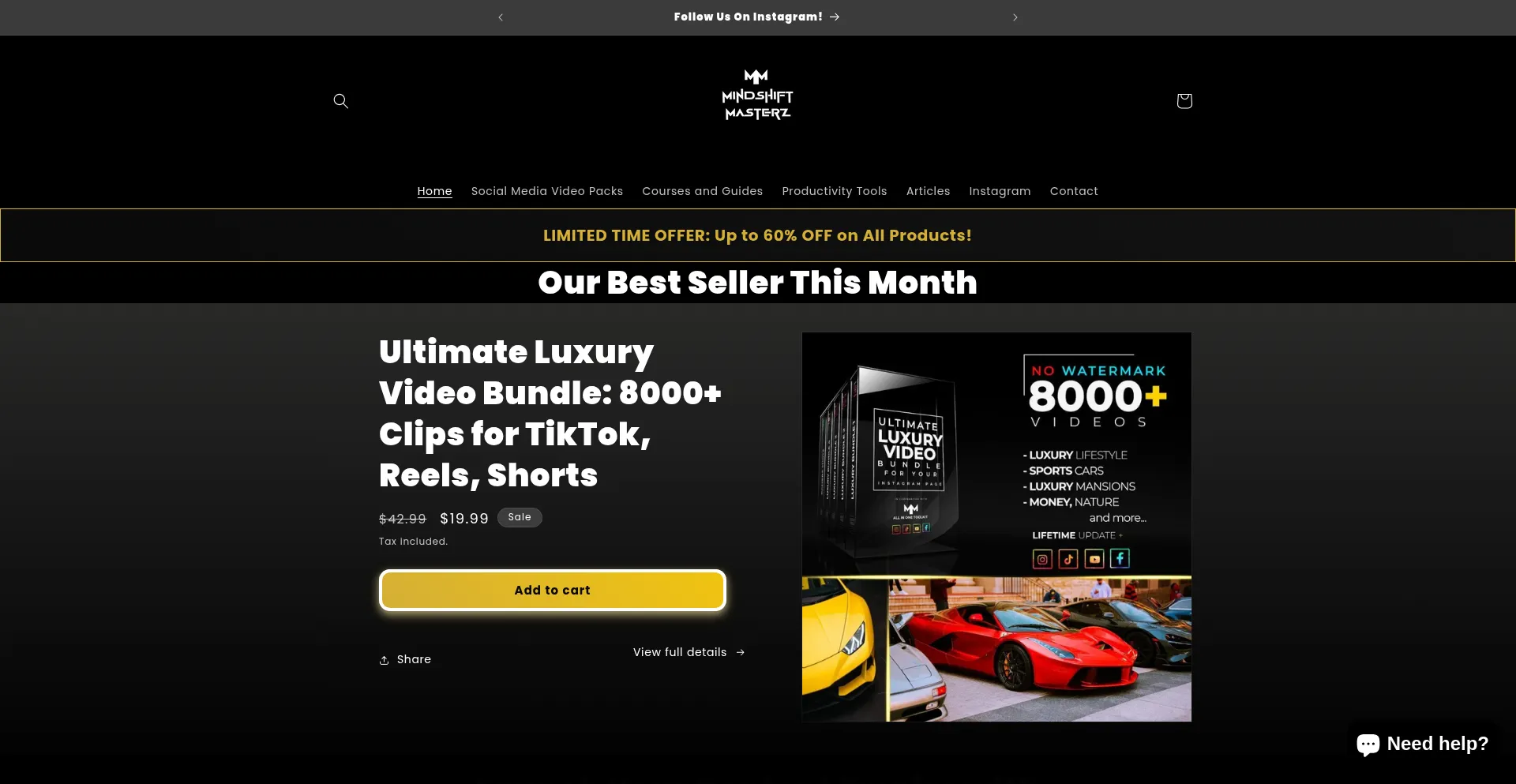 Website screenshot of Mindshiftmasterz.com
