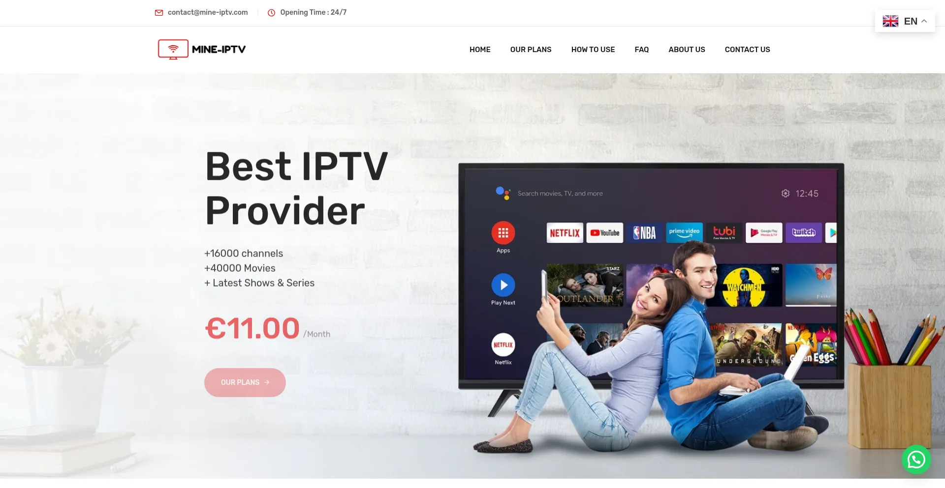 Website screenshot of Mine-iptv.com