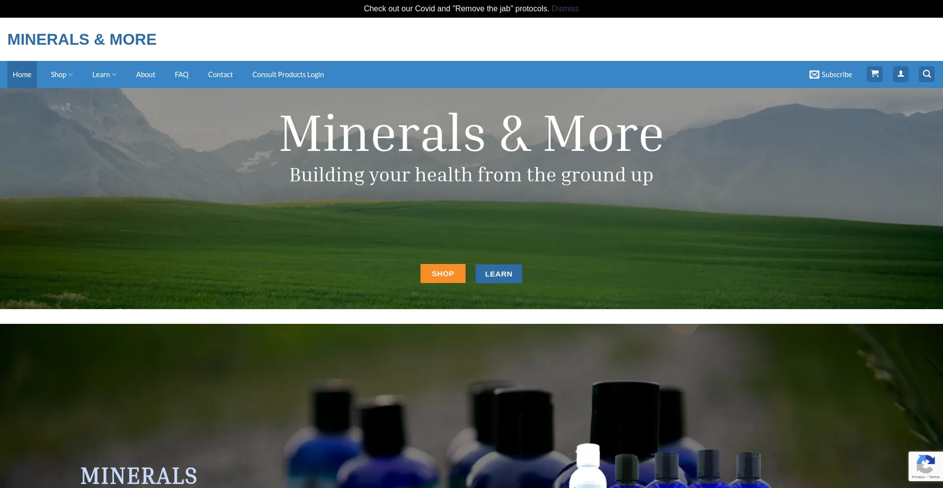 Website screenshot of Mineralsandmore.ca