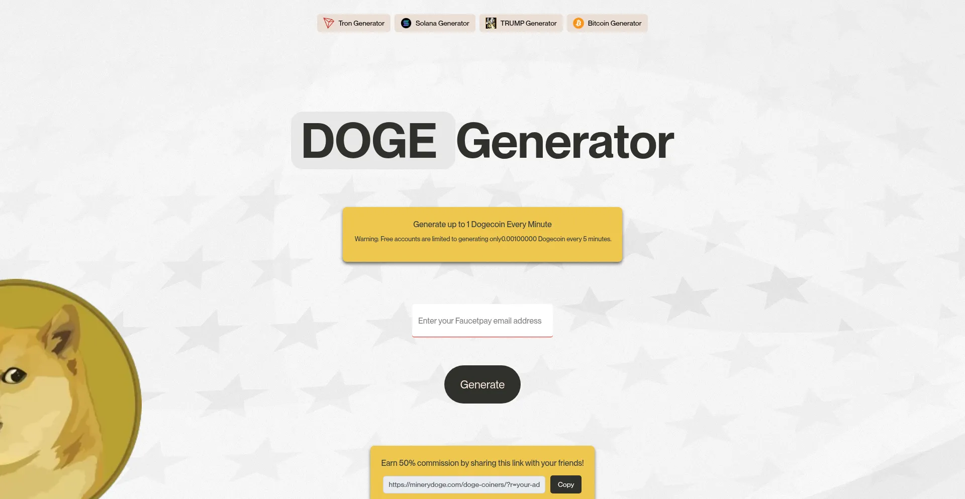 Website screenshot of Minerydoge.com