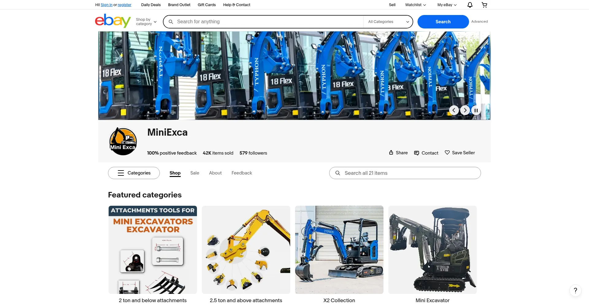 Website screenshot of Miniexca.com