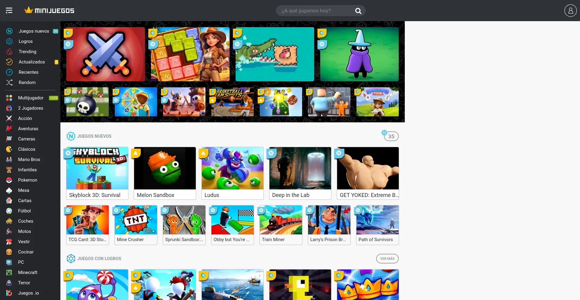 Website screenshot of Minijuegos.com