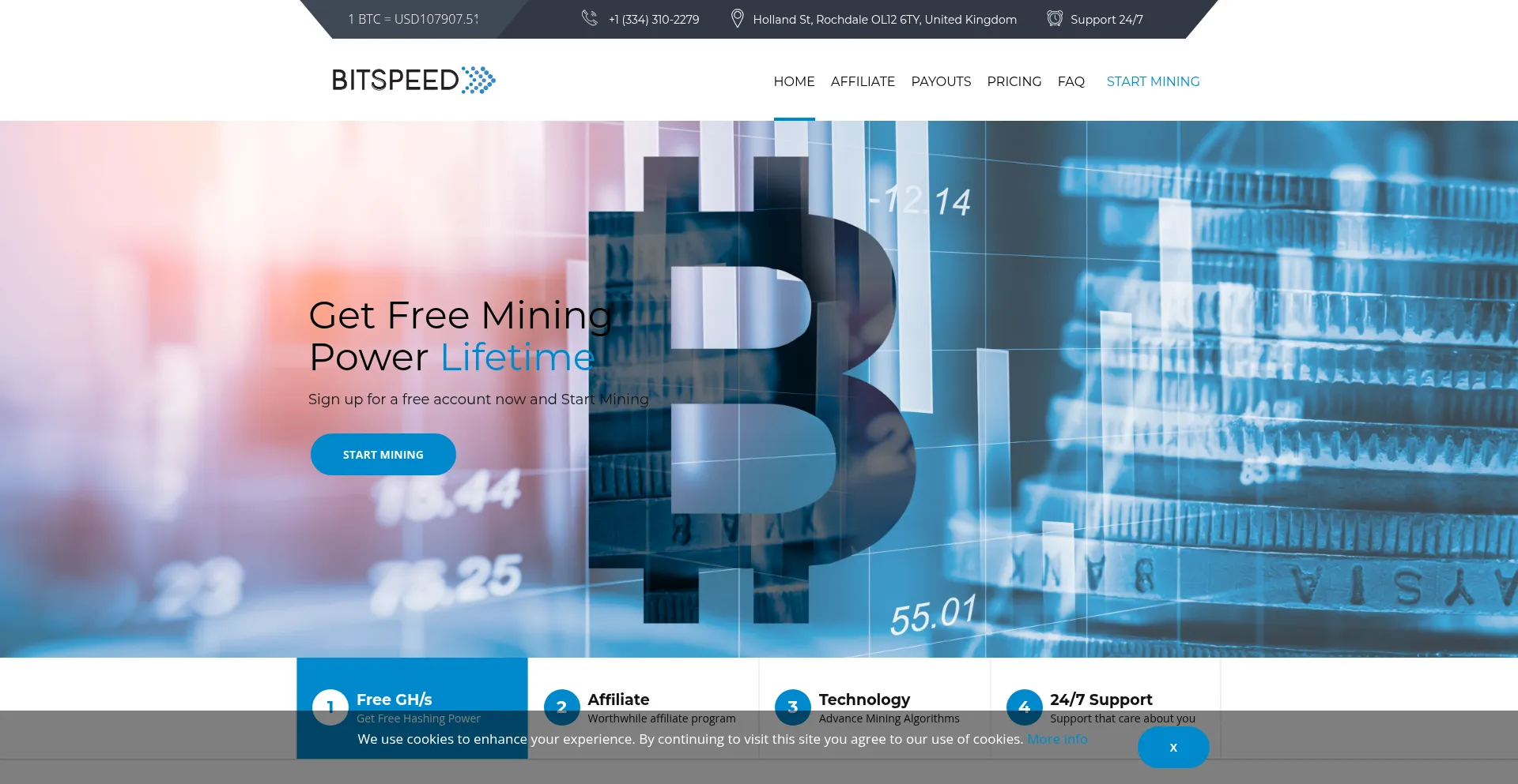 Website screenshot of Miningbase.cloud