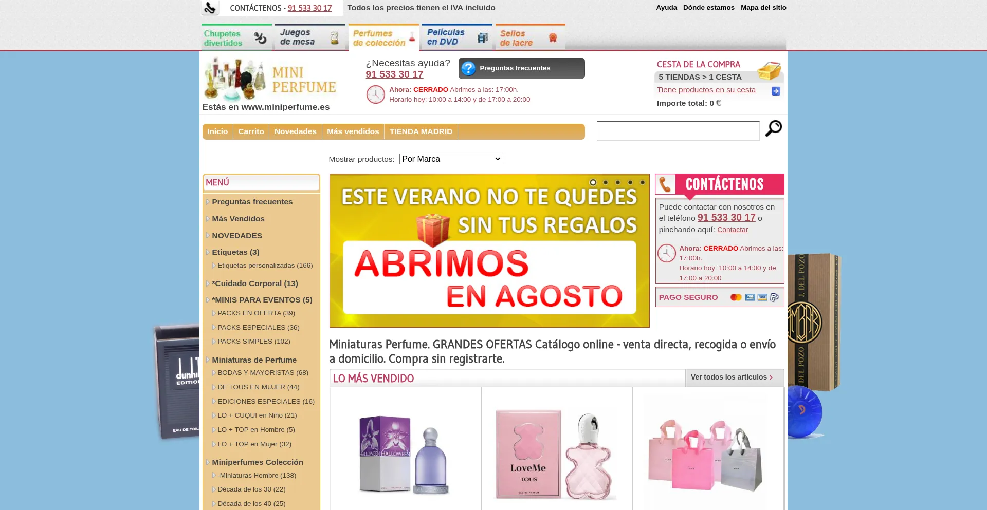 Website screenshot of Miniperfume.es