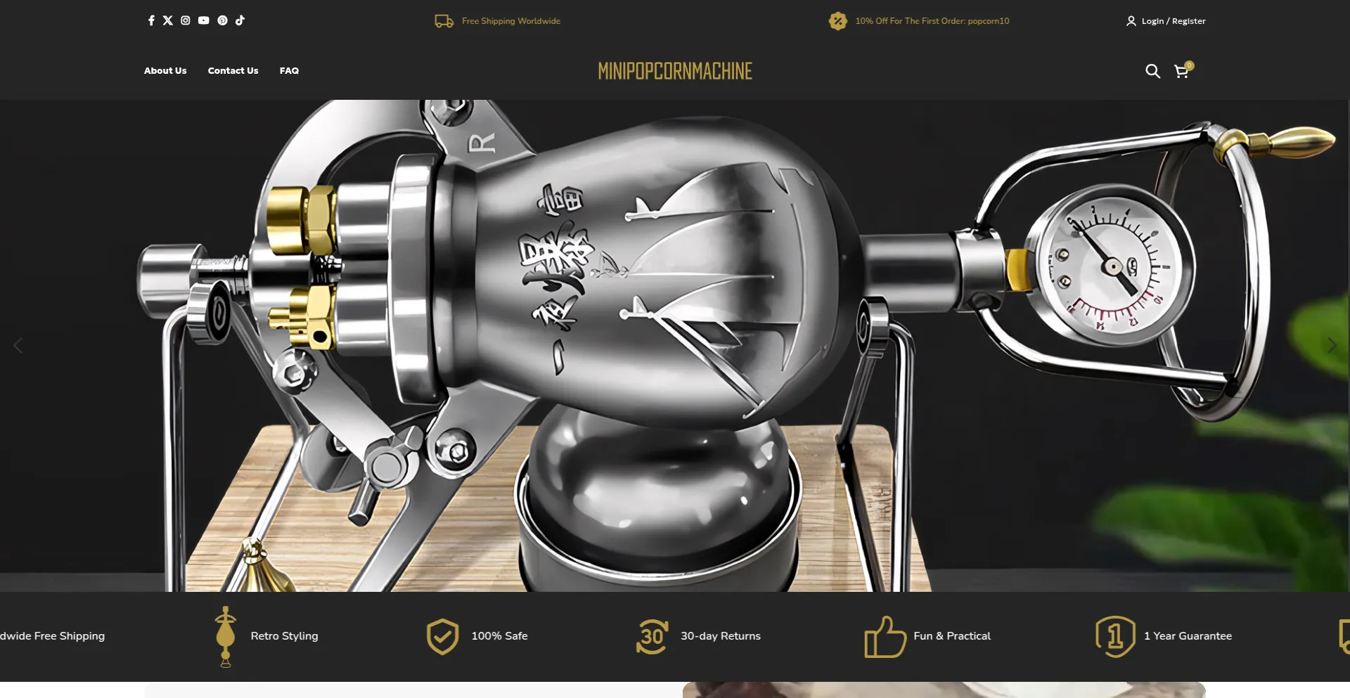 Website screenshot of Minipopcornmachine.com