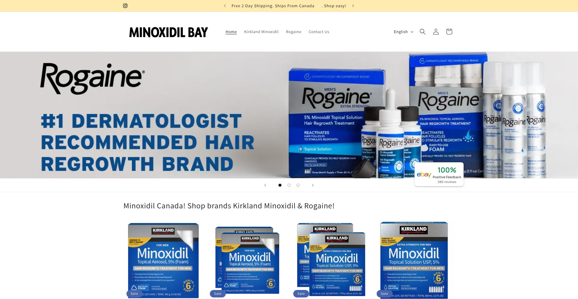 Website screenshot of Minoxidilbay.ca