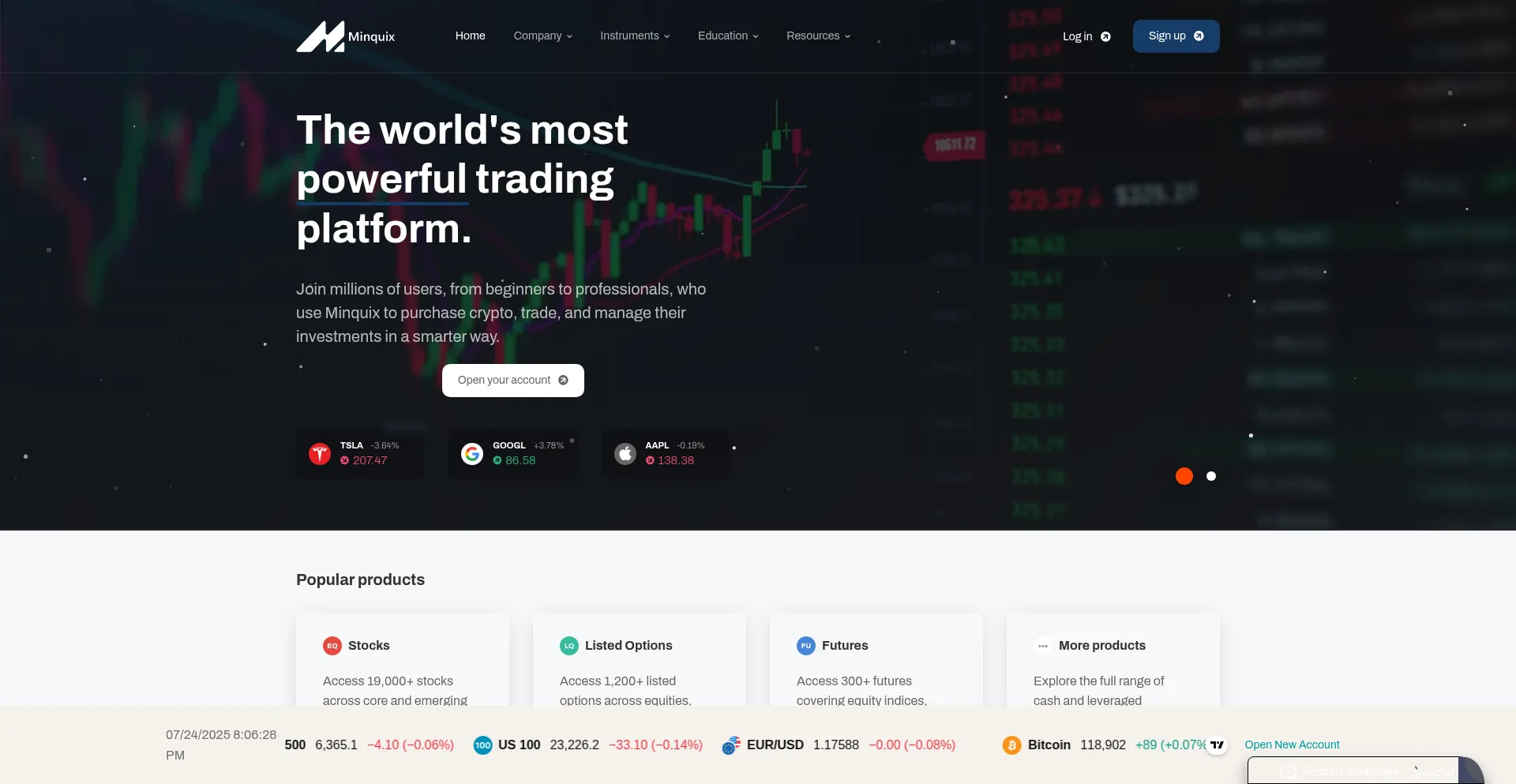 Website screenshot of Minquix.com