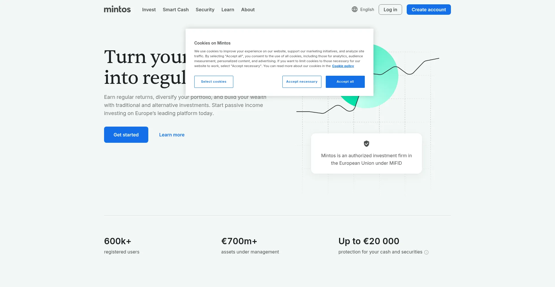 Website screenshot of Mintos.com