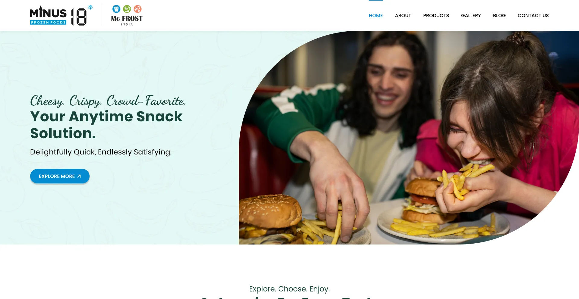 Website screenshot of Minus18frozen.com