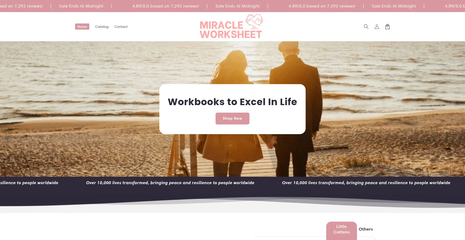 Website screenshot of Miracleworkbook.com