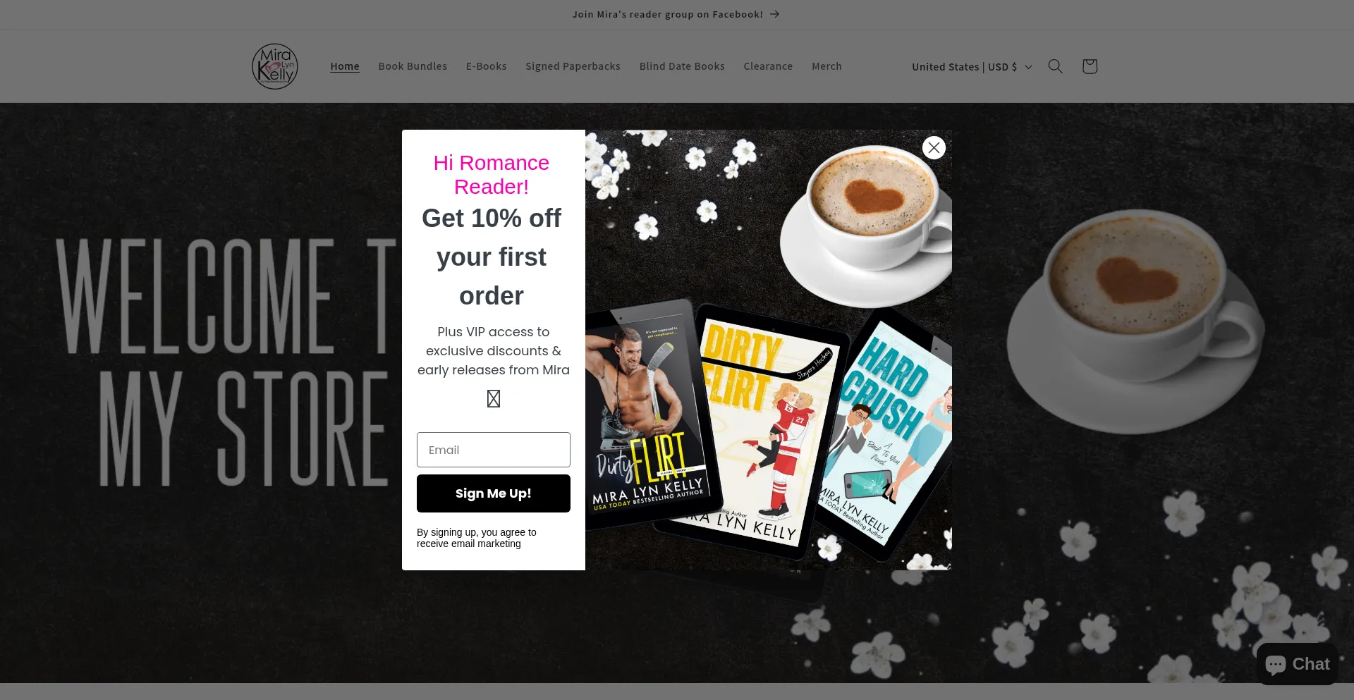 Website screenshot of Miralynkellybooks.com