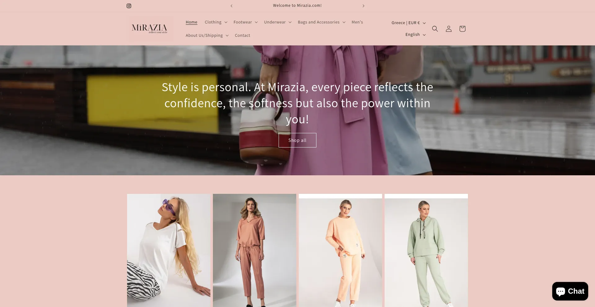 Website screenshot of Mirazia.com