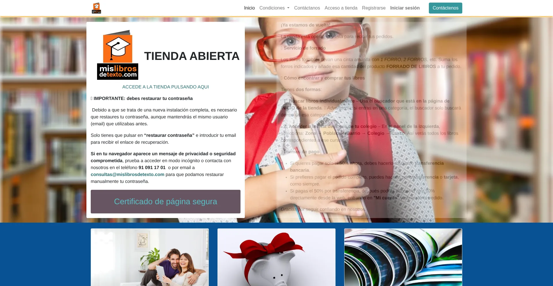 Website screenshot of Mislibrosdetexto.com