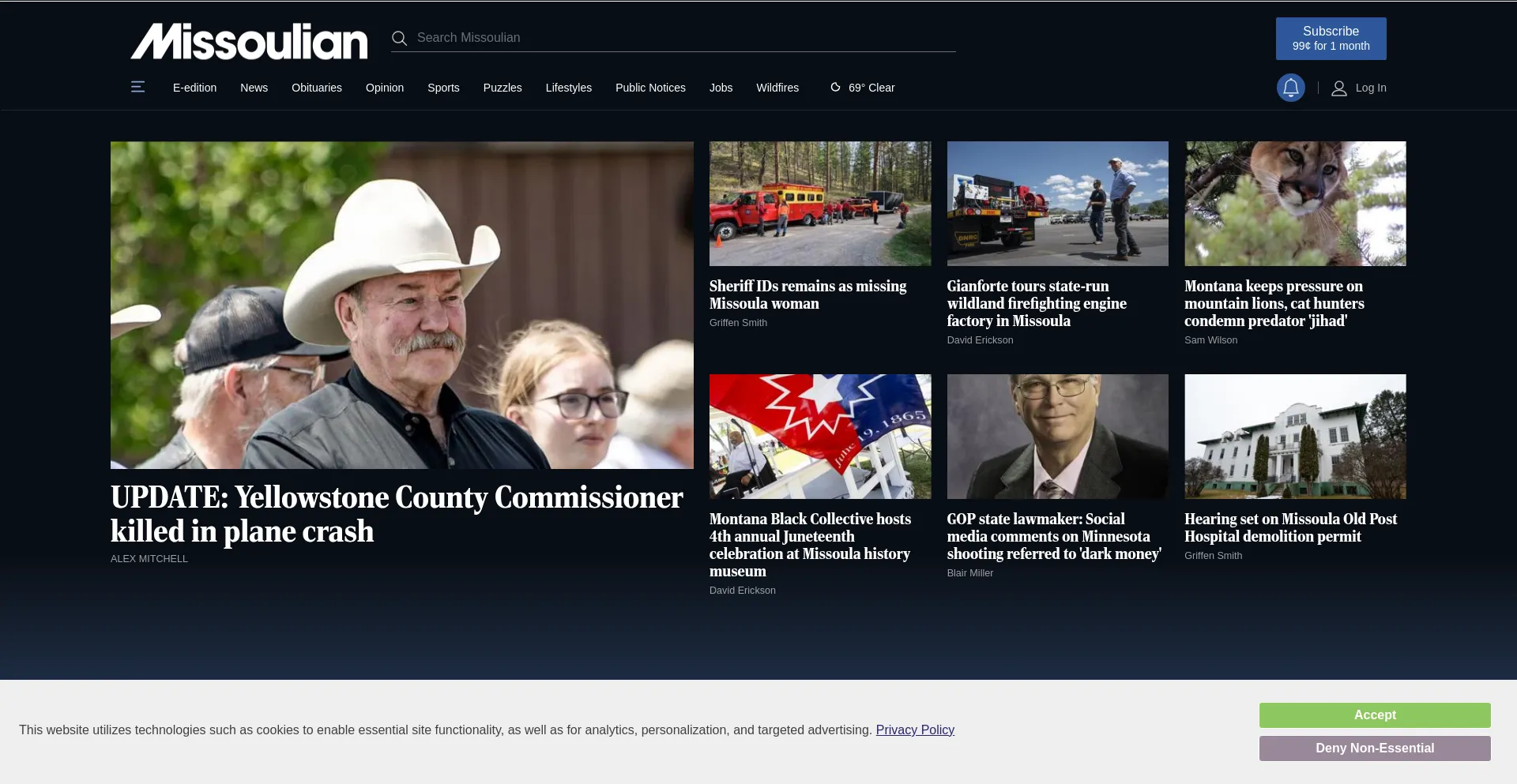 Website screenshot of Missoulian.com