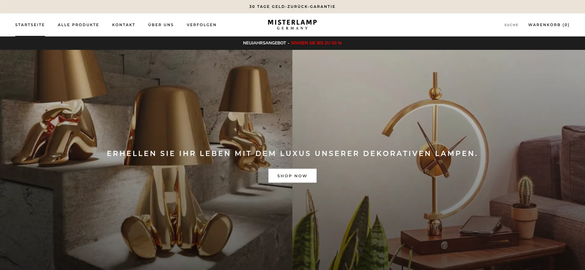 Website screenshot of Misterlamp.de