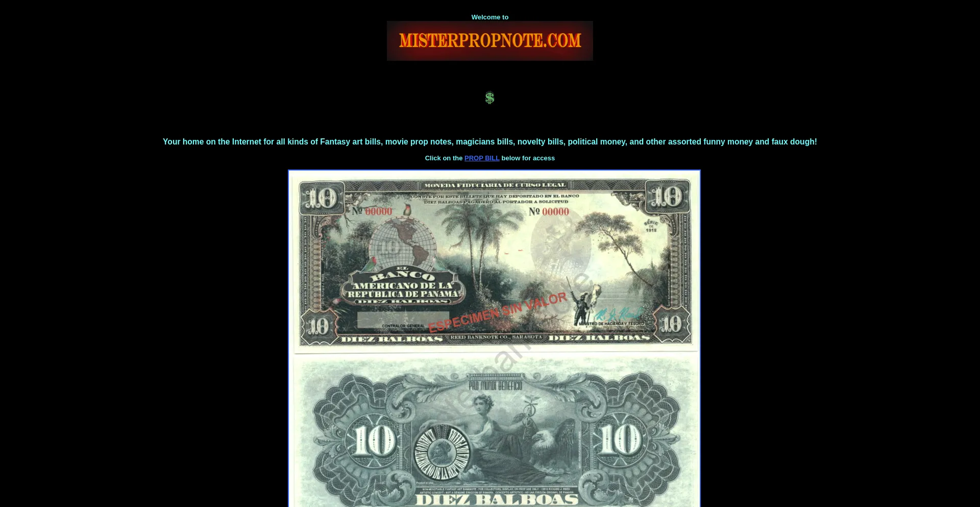 Website screenshot of Misterpropnote.com