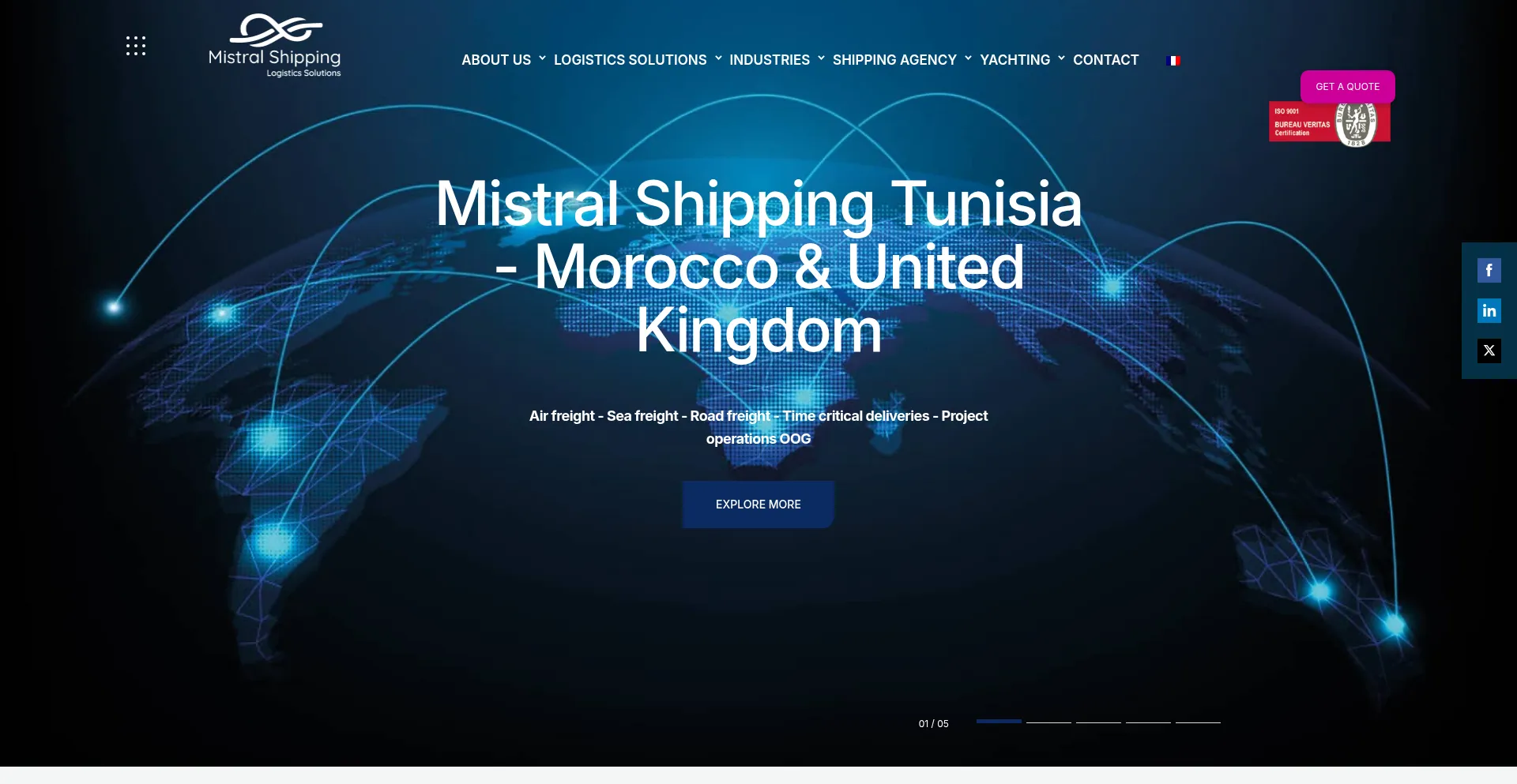 Website screenshot of Mistralshipping-int.com