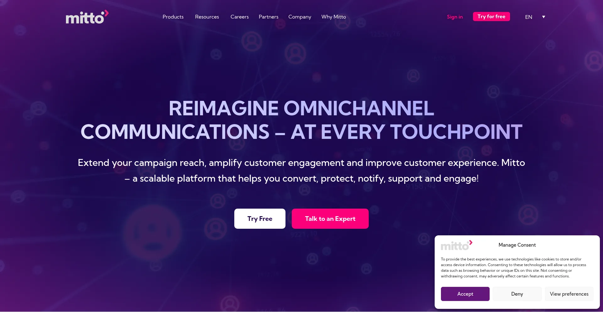 Website screenshot of Mitto.ch