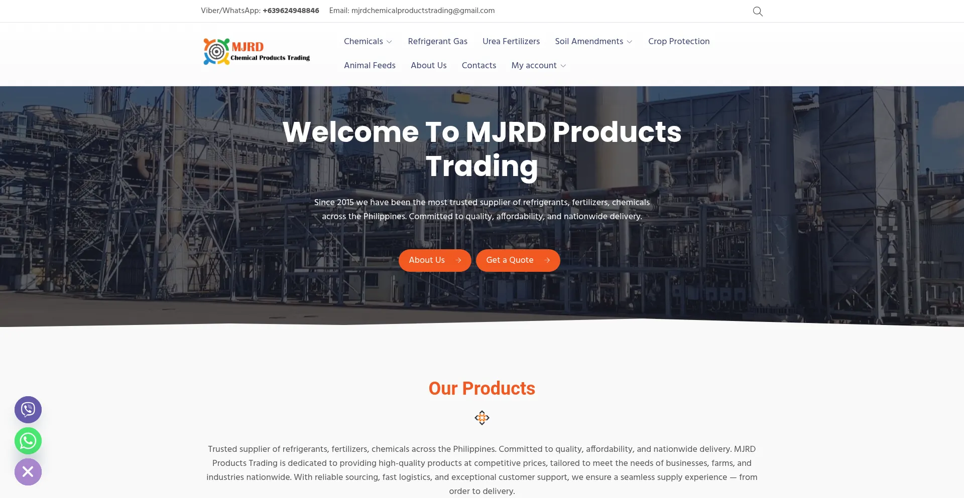 Website screenshot of Mjrdproducstrading.com