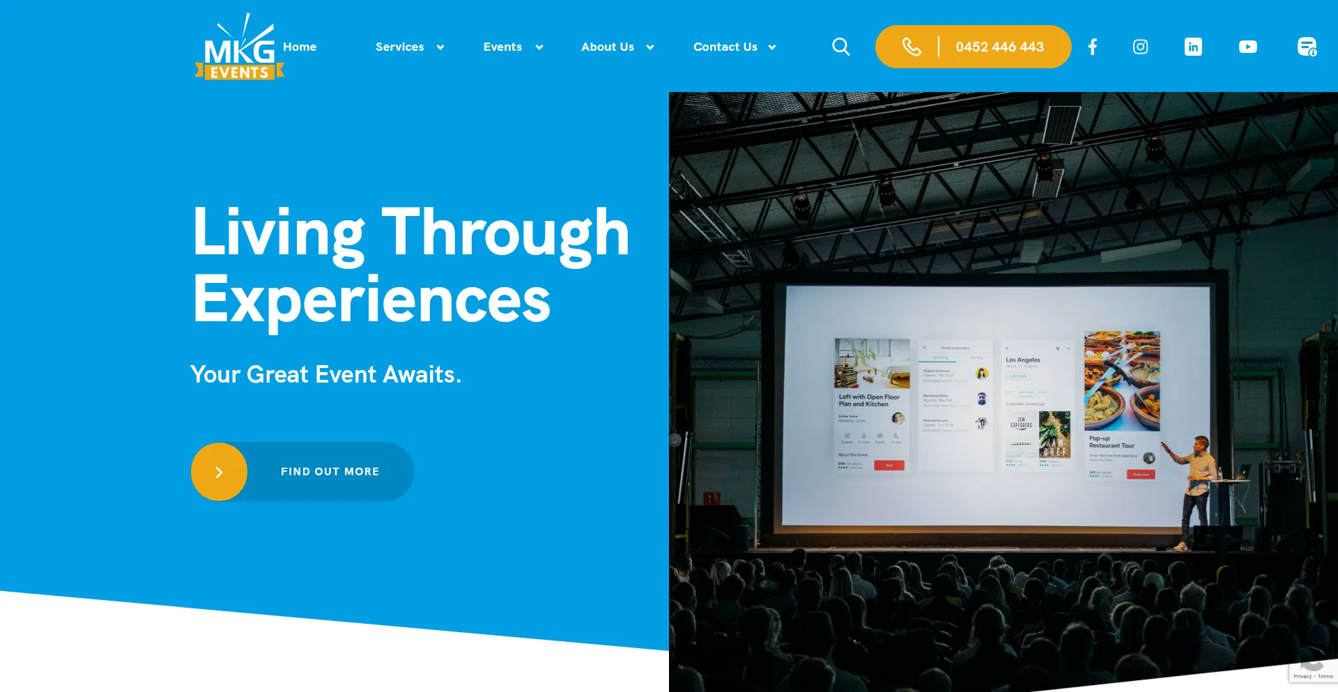 Website screenshot of Mkgevents.com.au