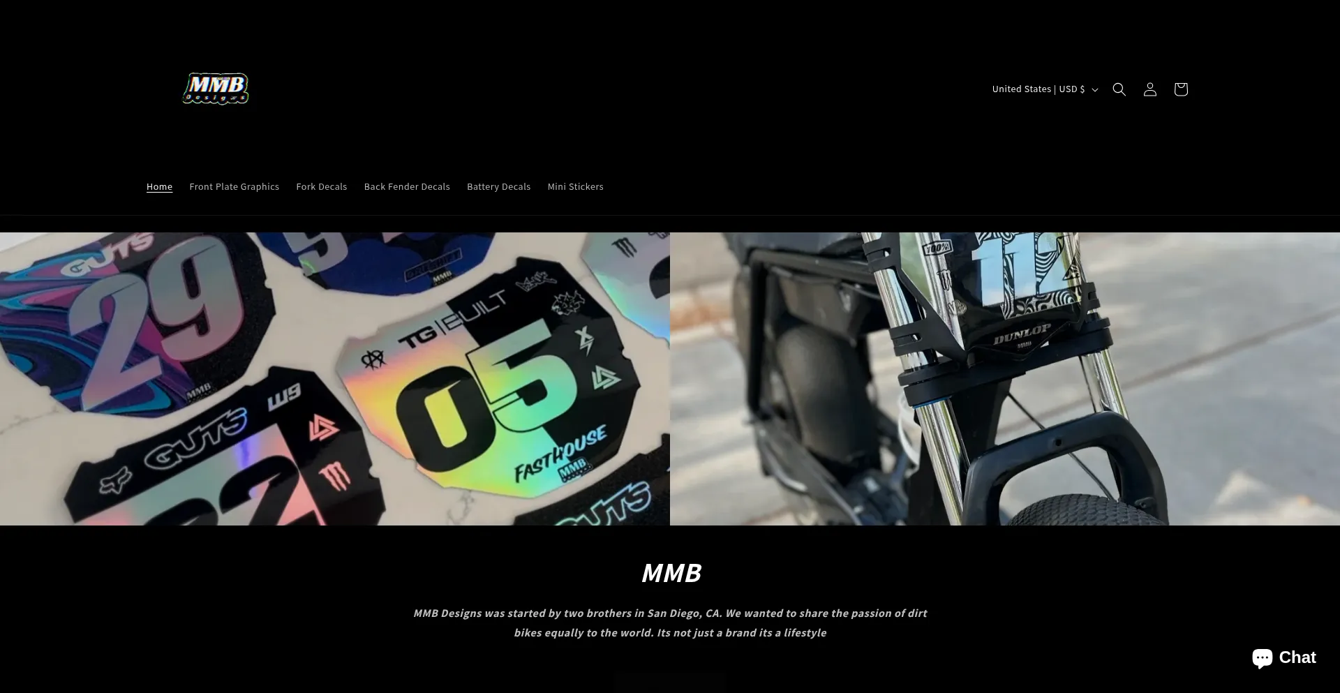 Website screenshot of Mmbdesigns.shop