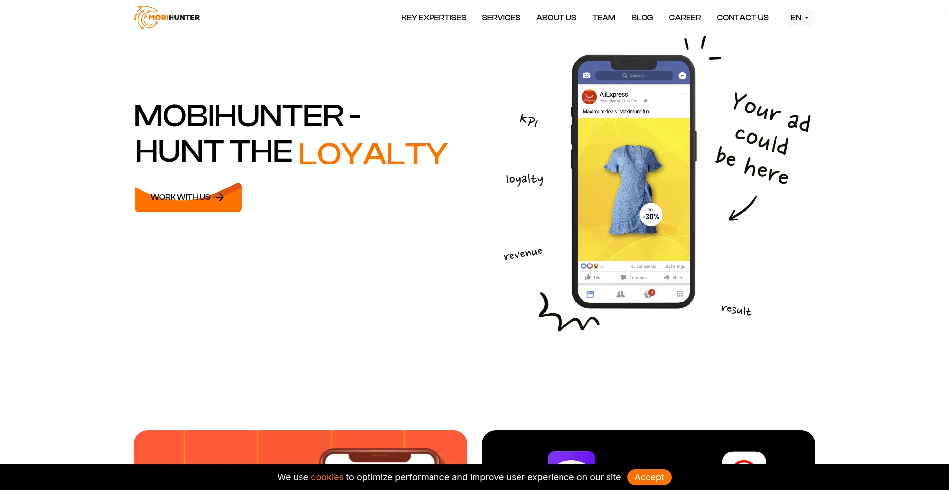 Website screenshot of Mobihunter.co