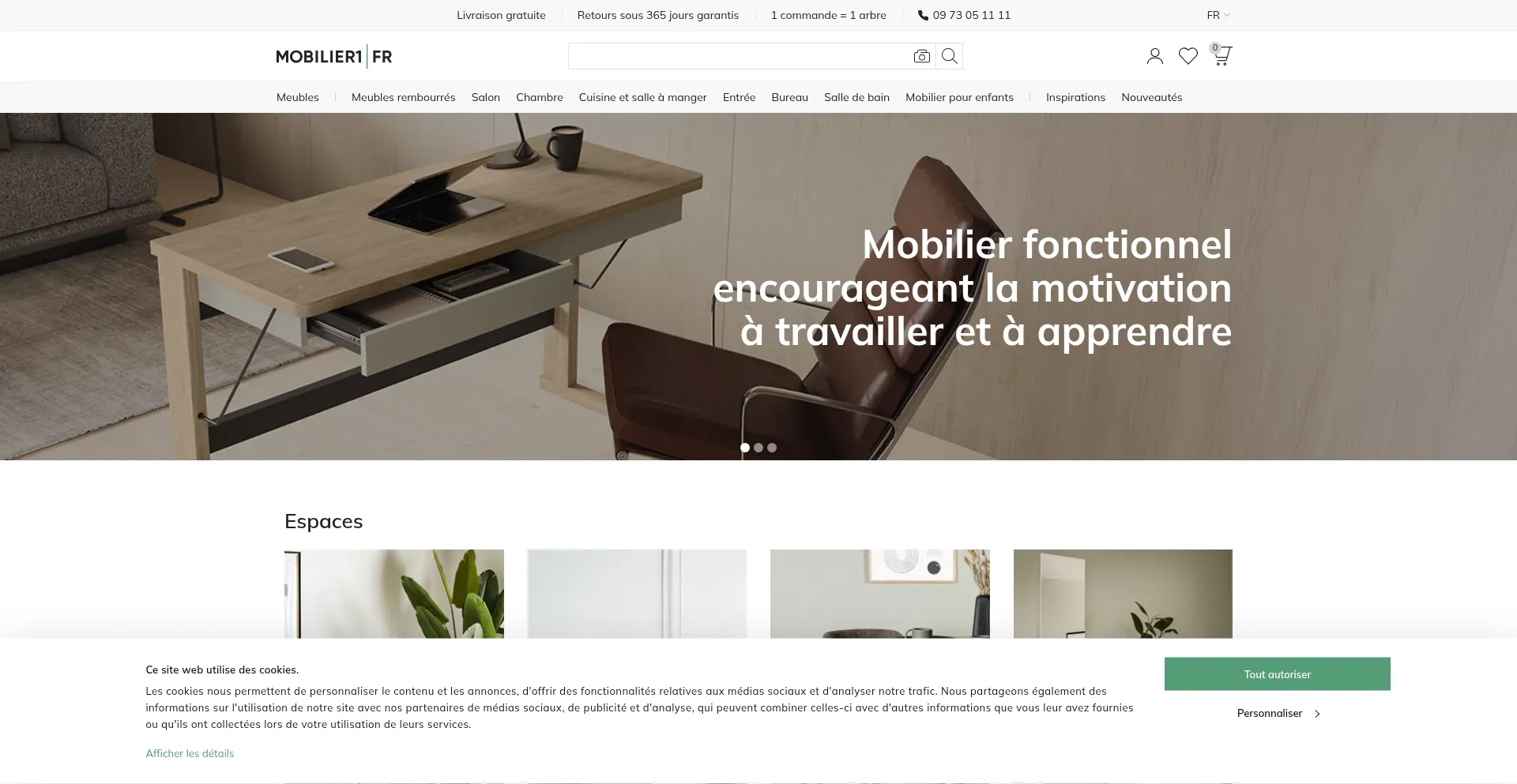 Website screenshot of Mobilier1.fr