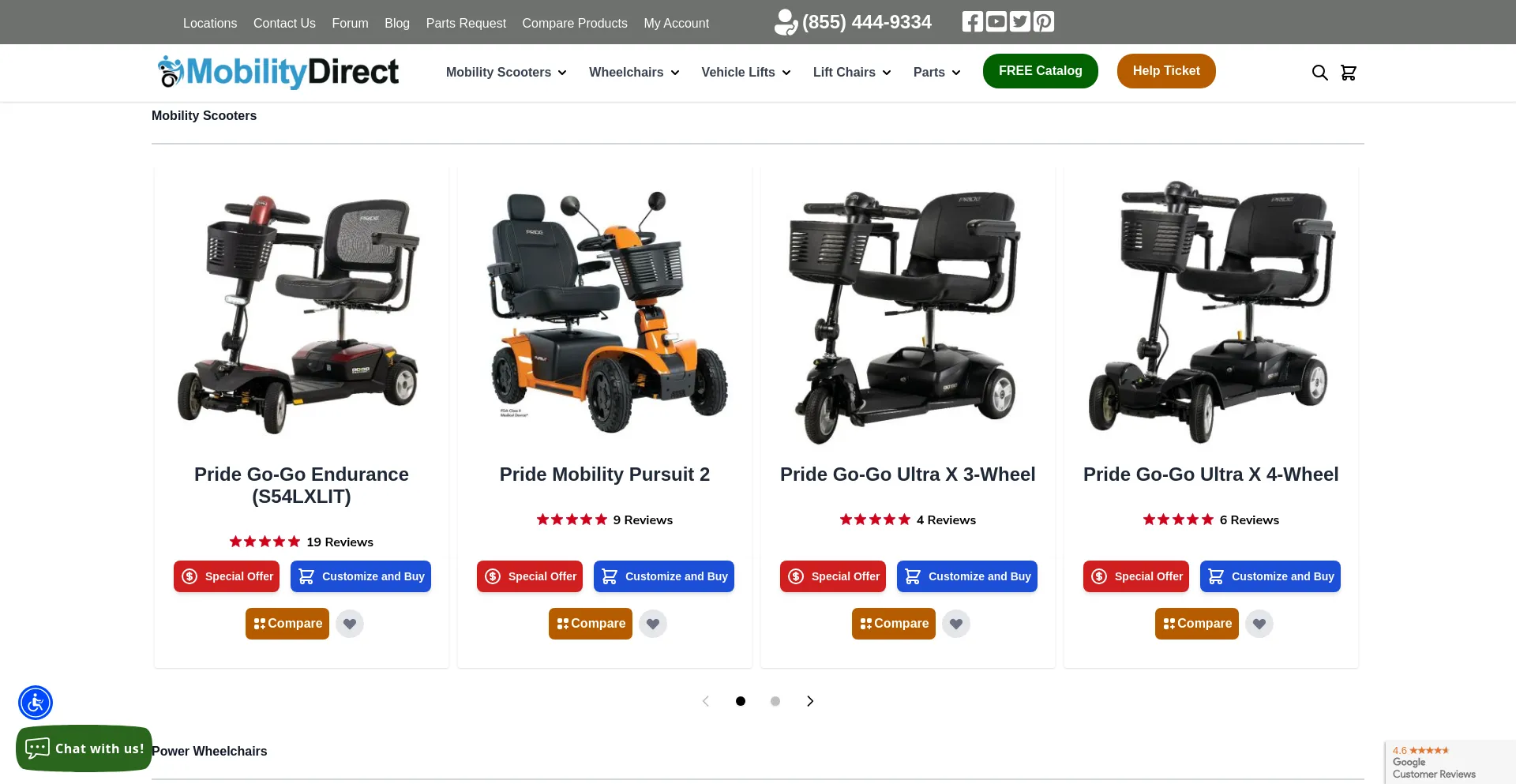 Website screenshot of Mobilitydirect.com