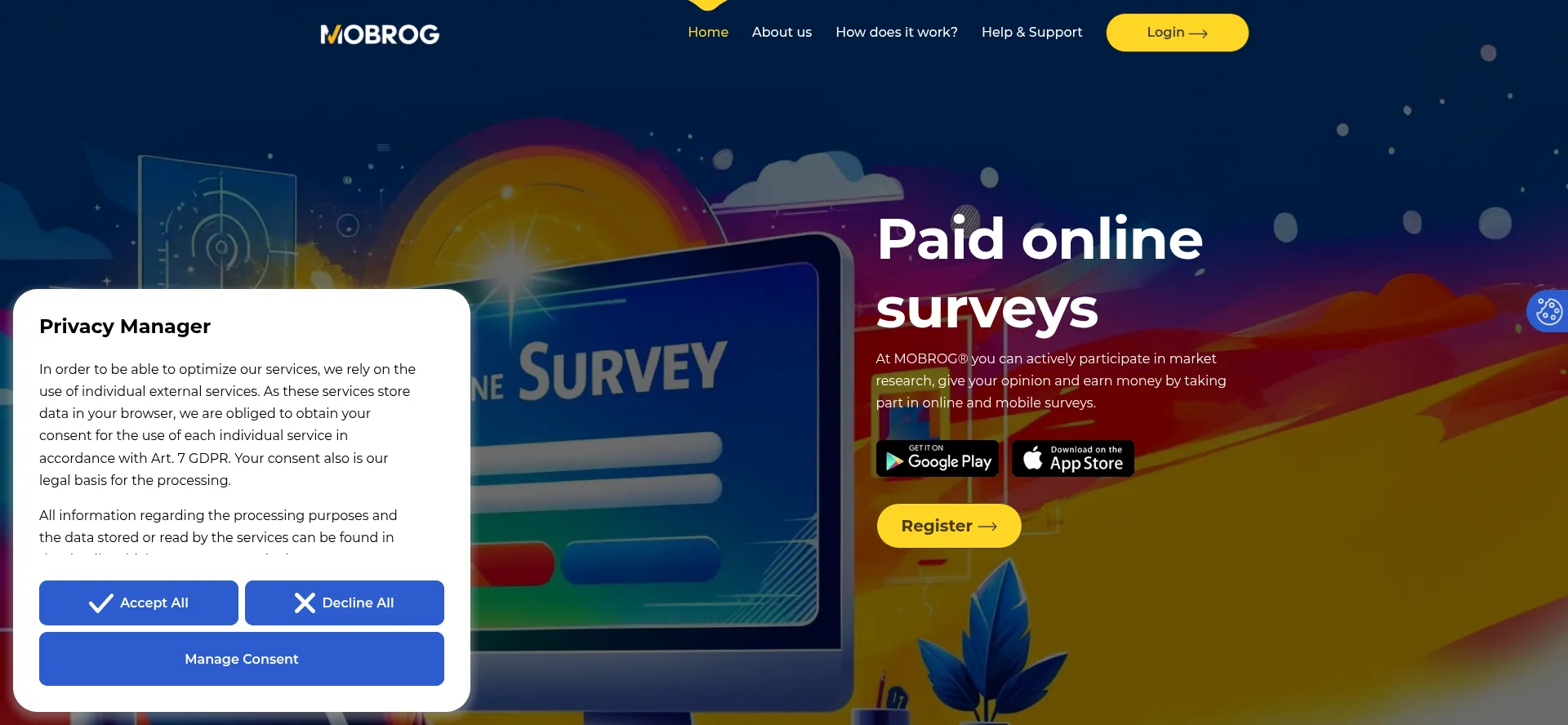 Website screenshot of Mobrog.com
