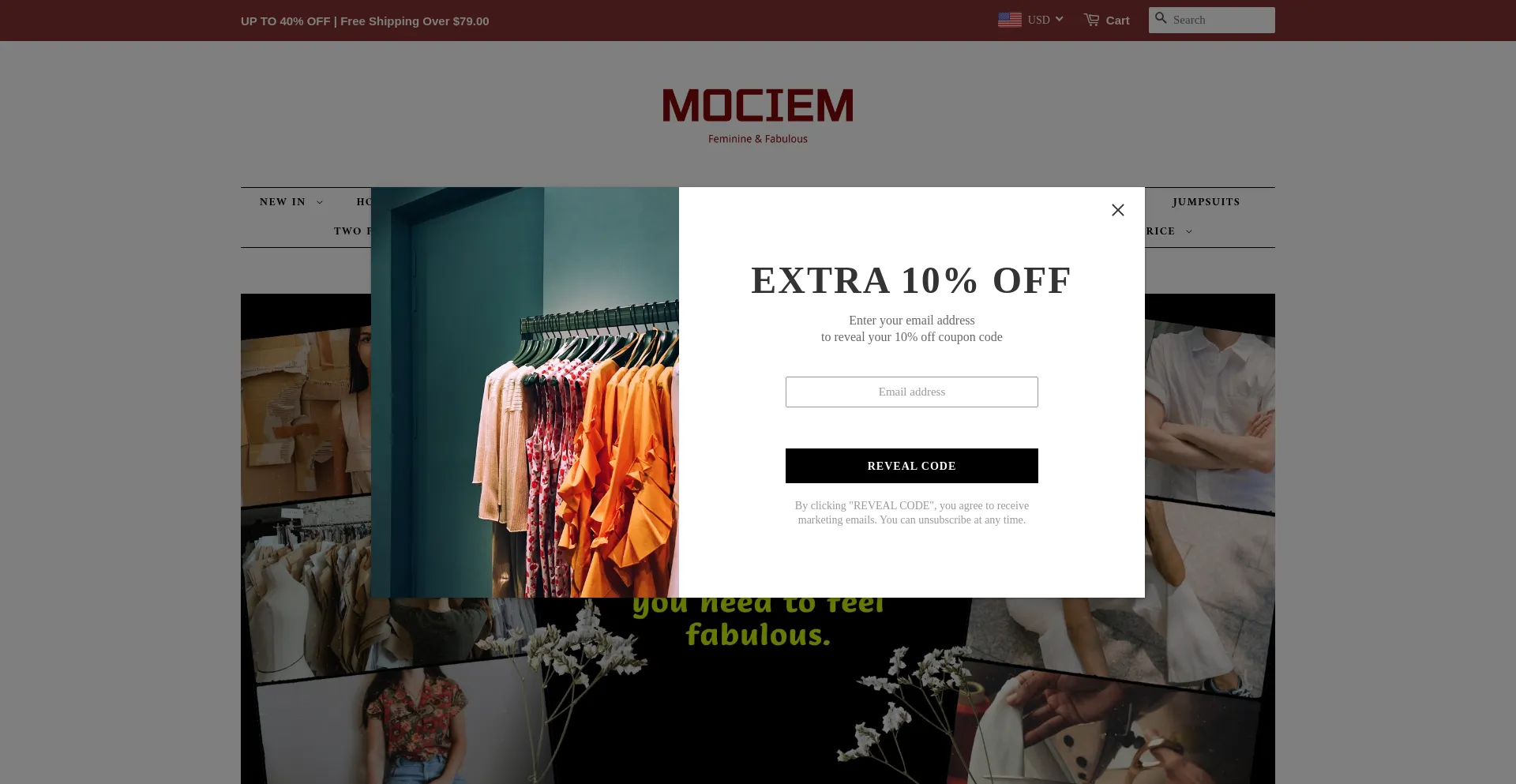 Website screenshot of Mociem.com