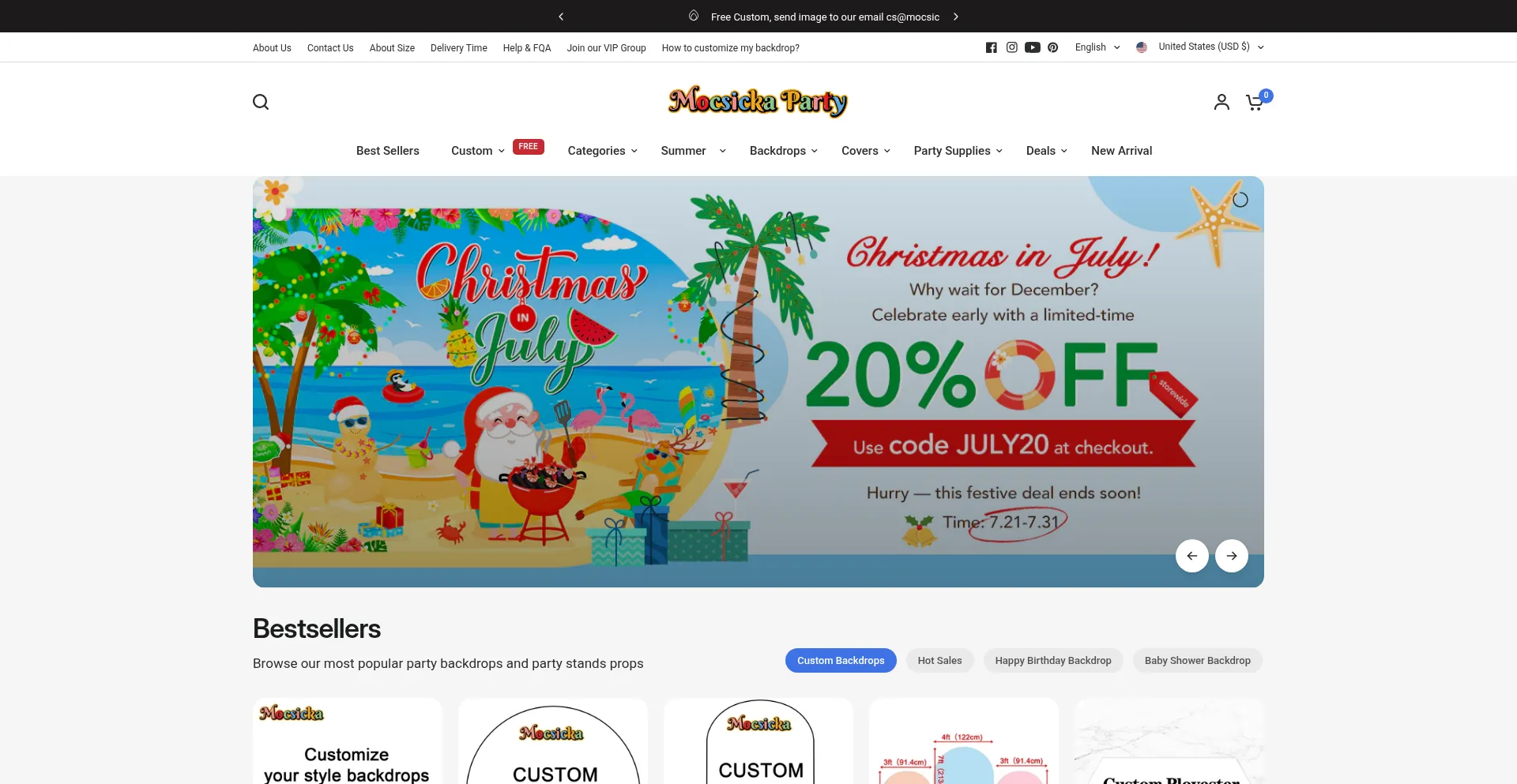 Website screenshot of Mocsicka.com