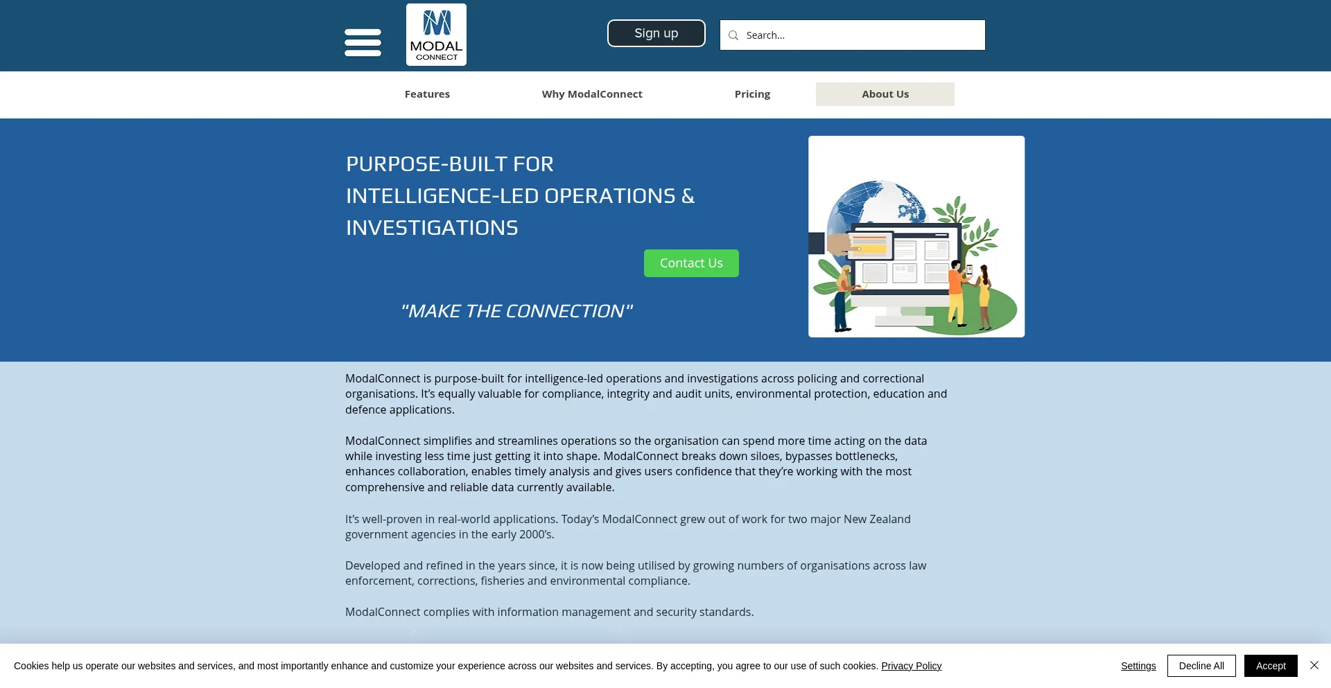 Website screenshot of Modalconnect.com