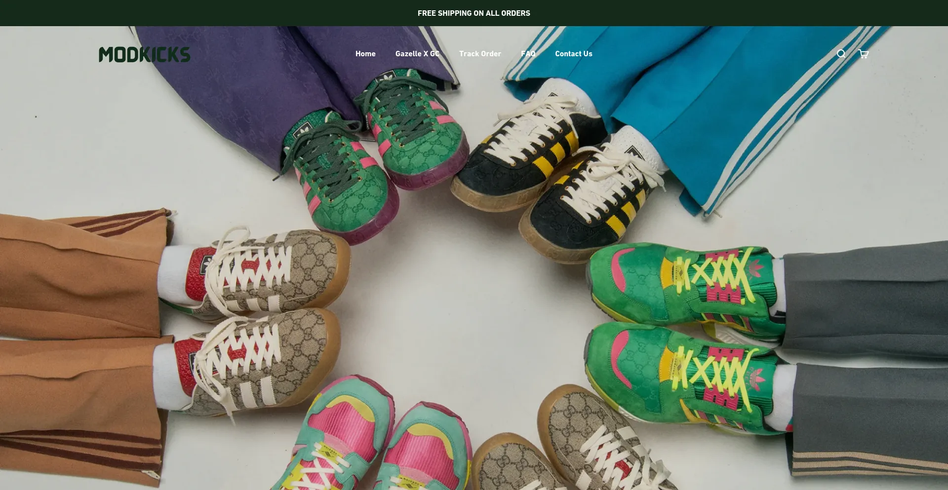 Website screenshot of Modkicks.shop