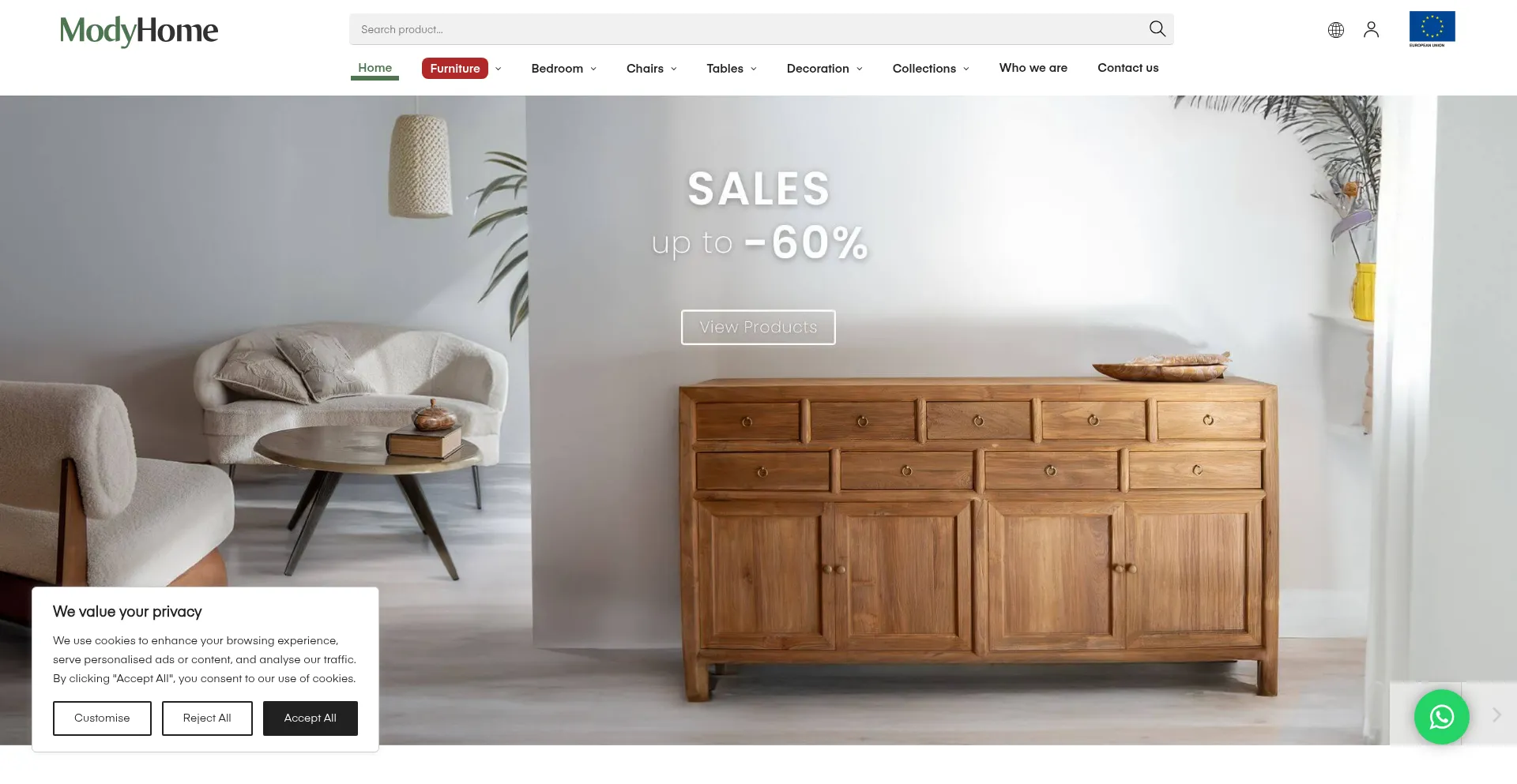 Website screenshot of Modyhome.com