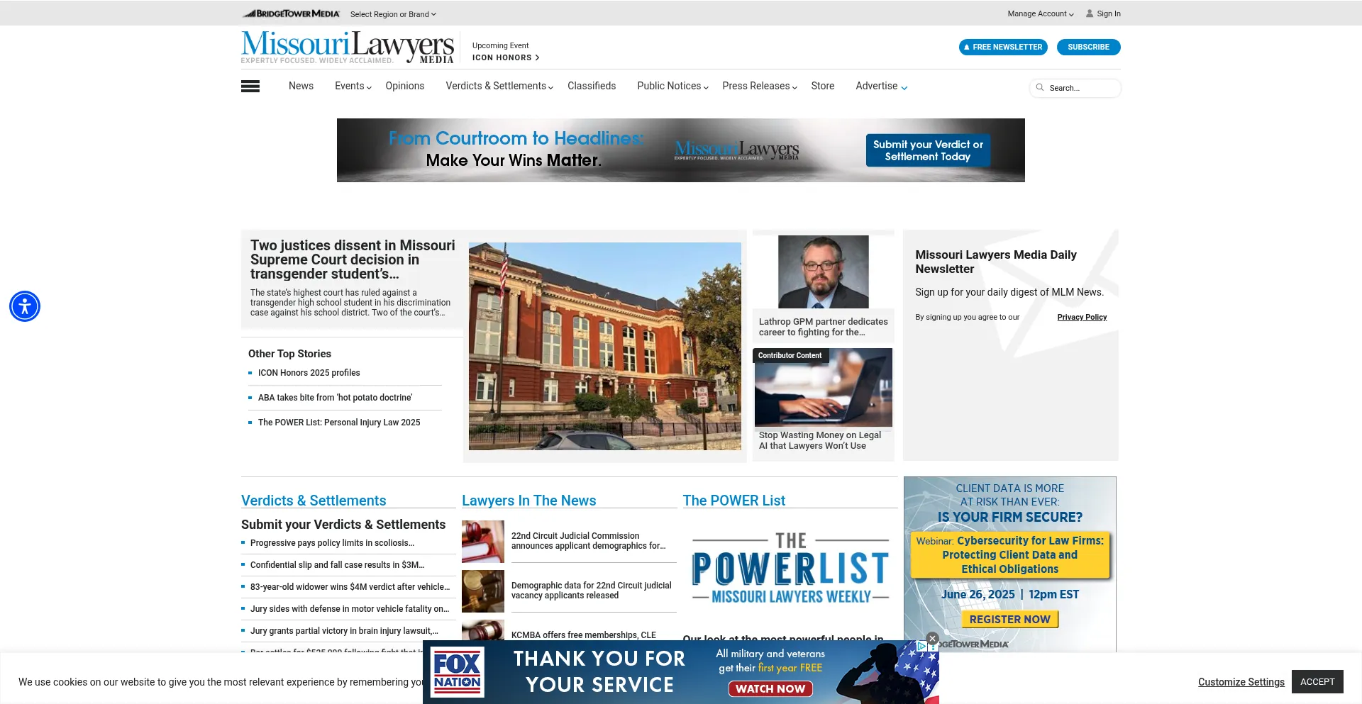 Website screenshot of Molawyersmedia.com