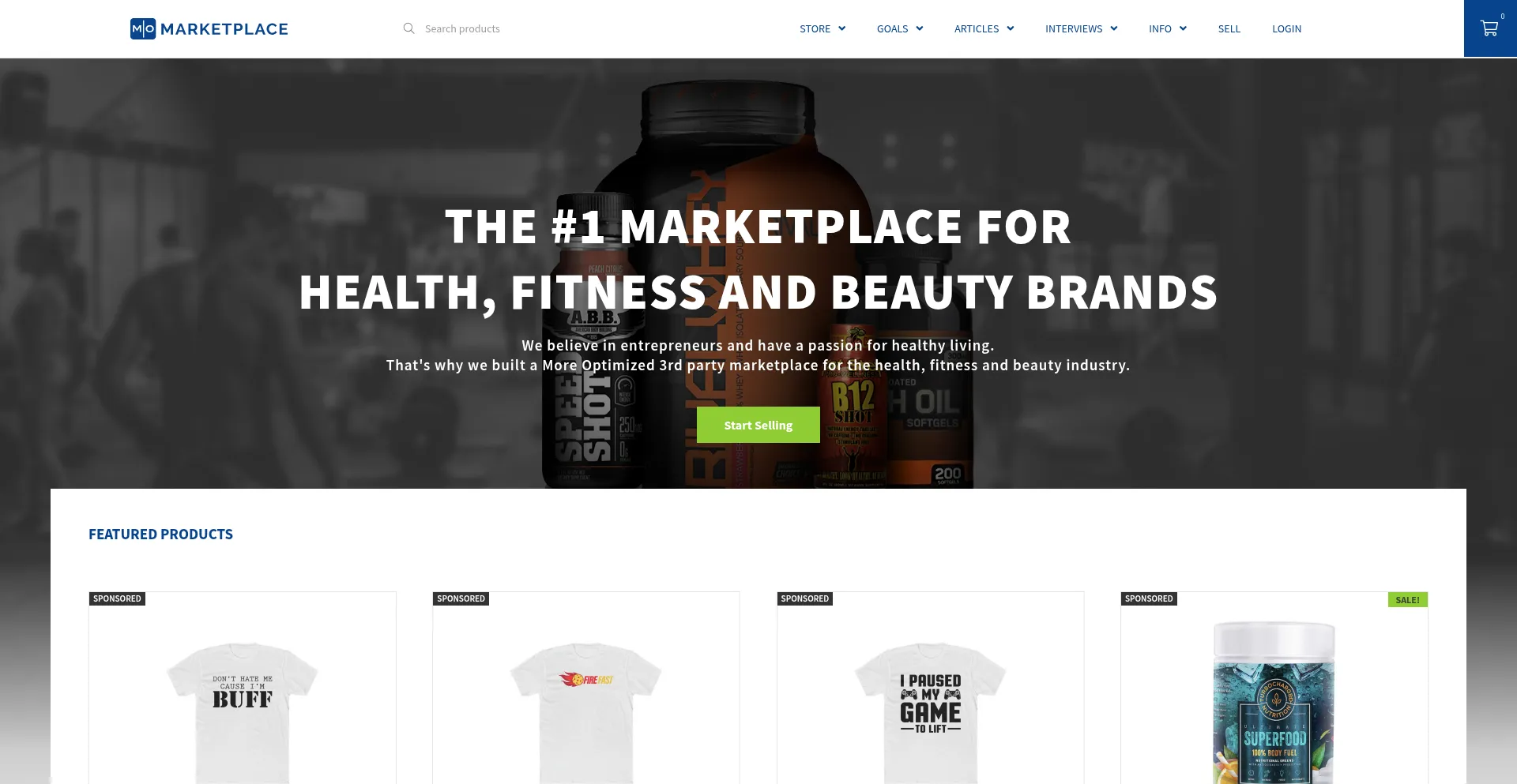 Website screenshot of Momarketplace.com